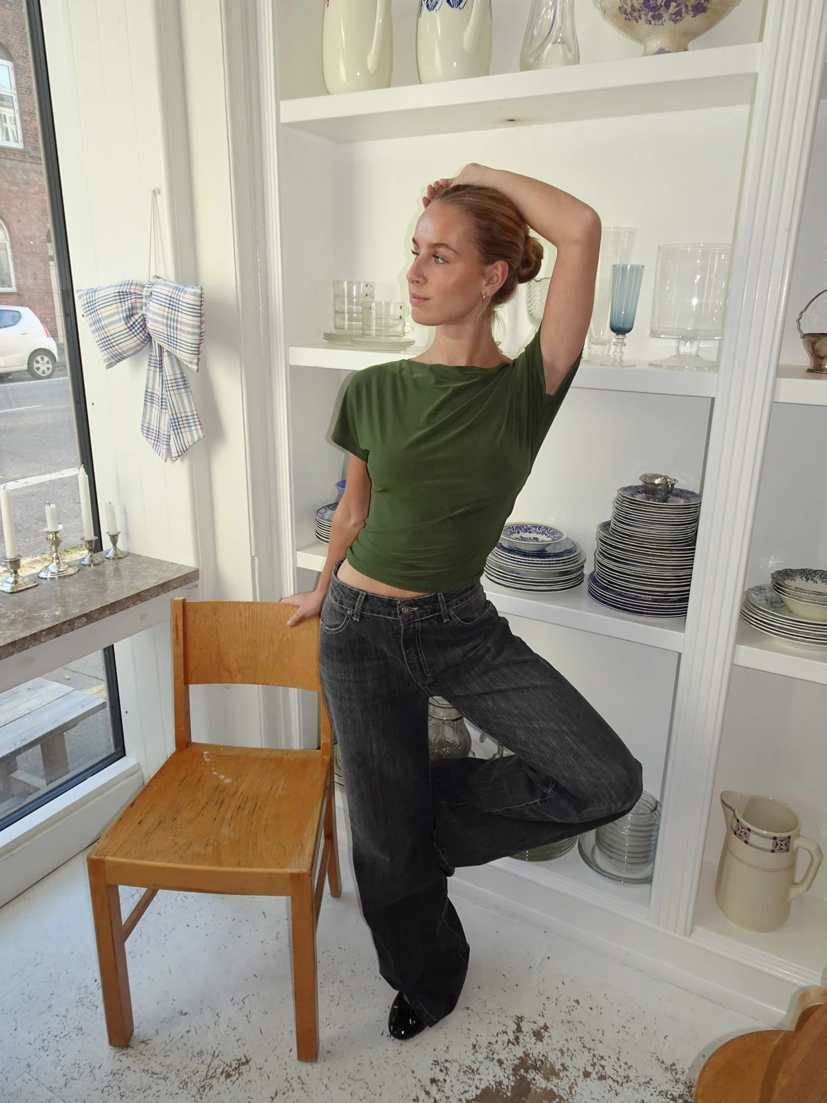 Alaia lavtaljede jeans med lyn detalje - Grå denim - Image 8