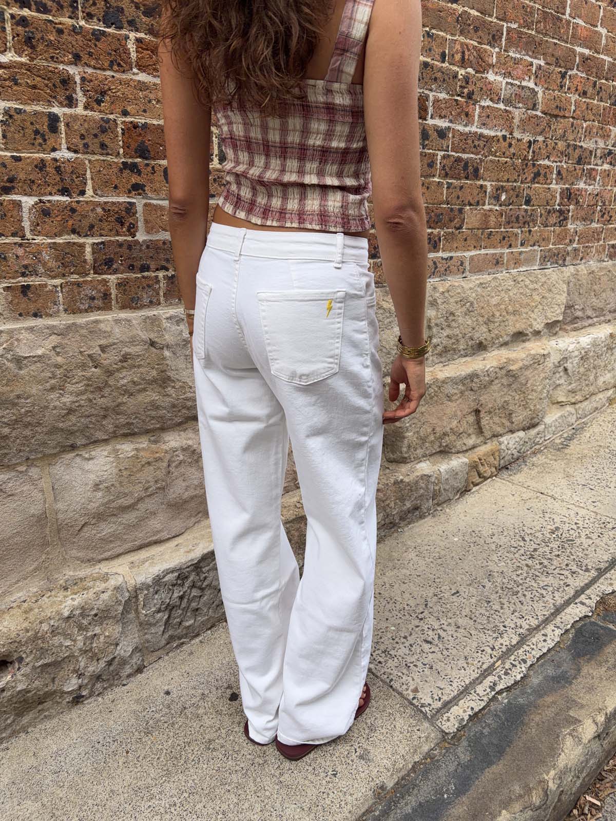 Alaia lavtaljede jeans med lyn detalje - Hvid denim - Image 10