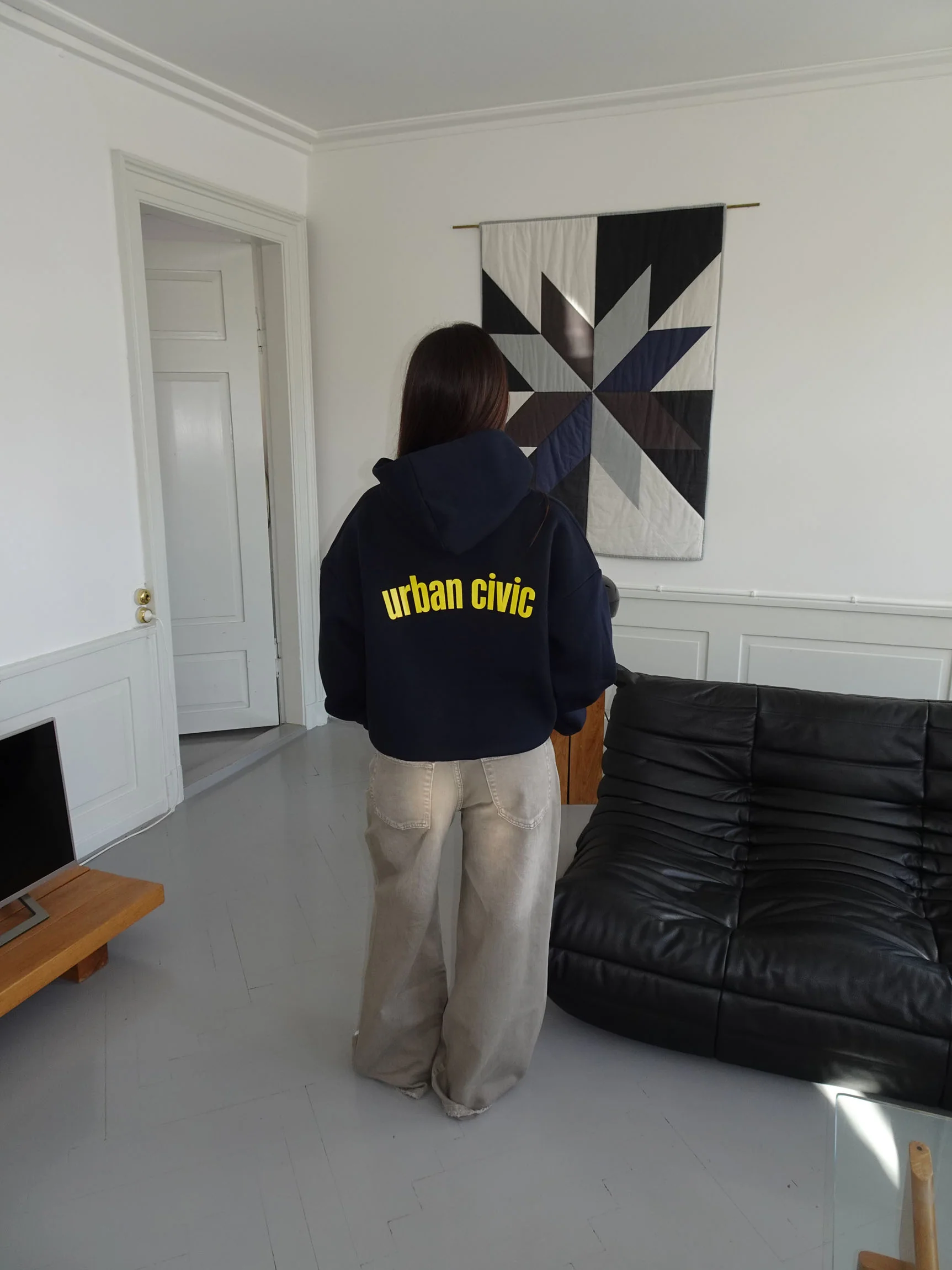"Urban Civic" oversized hoodie - Navy - Image 12