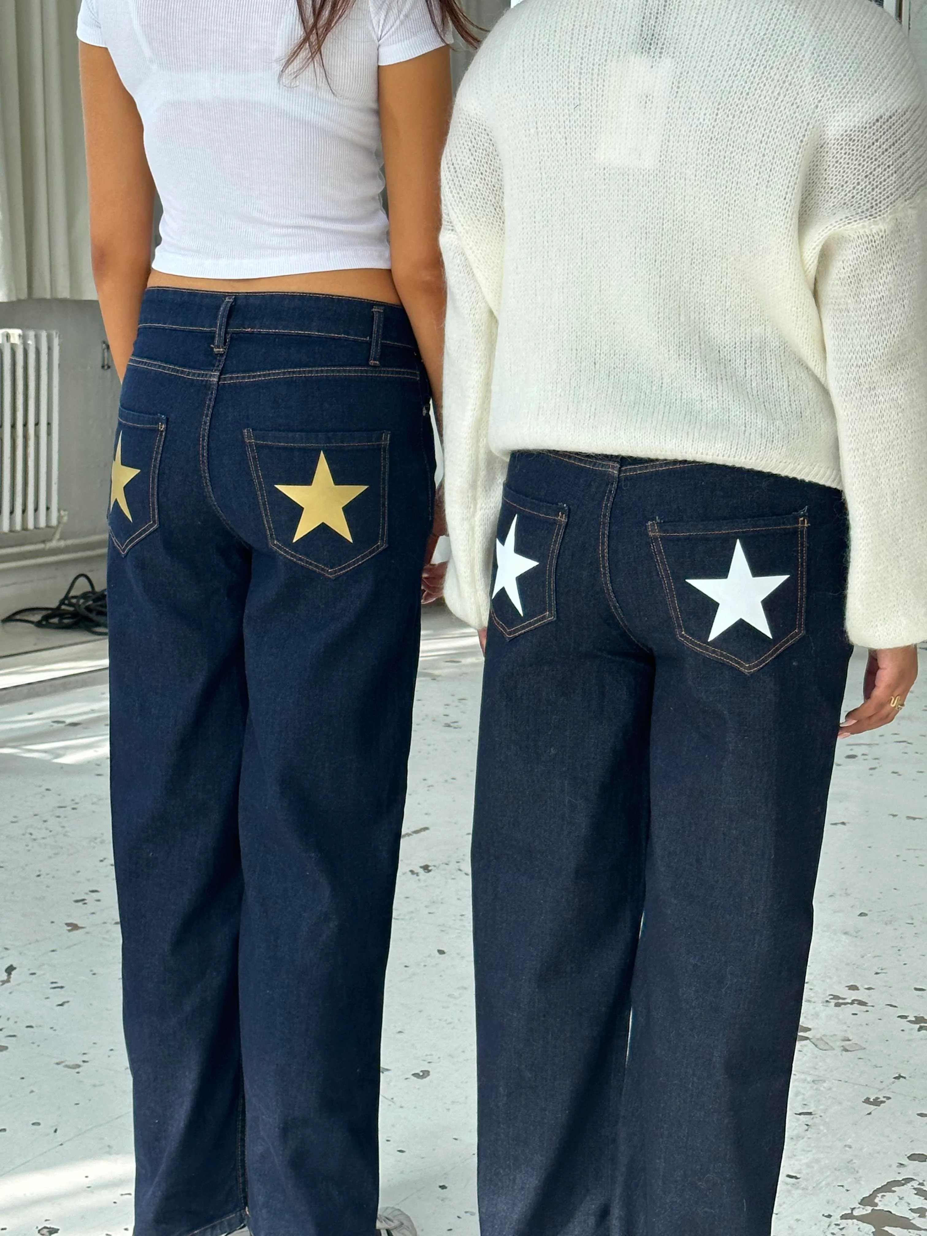 Oversized stjerne jeans - Guld stjerner - Image 11