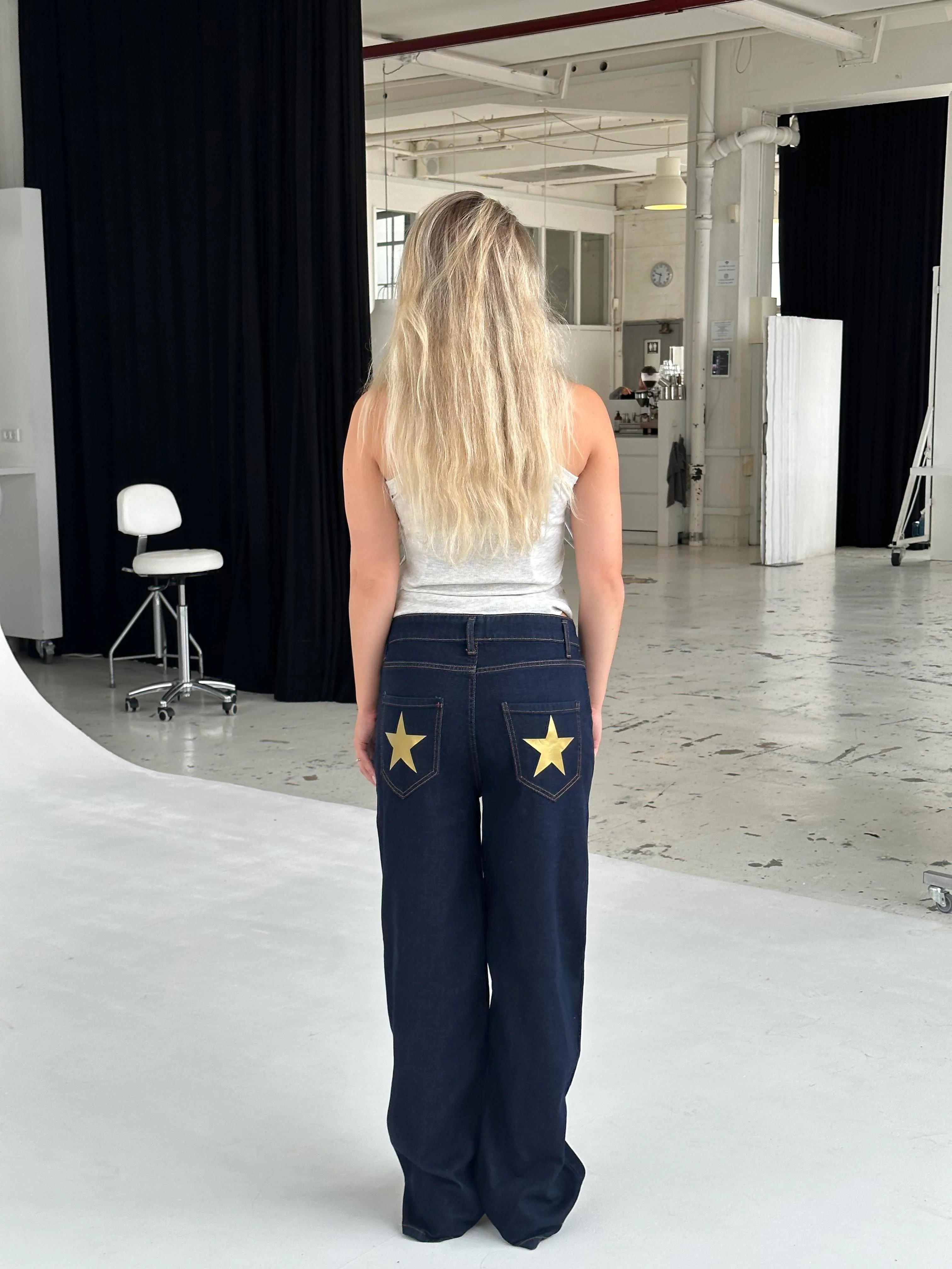 Oversized stjerne jeans - Guld stjerner - Image 8