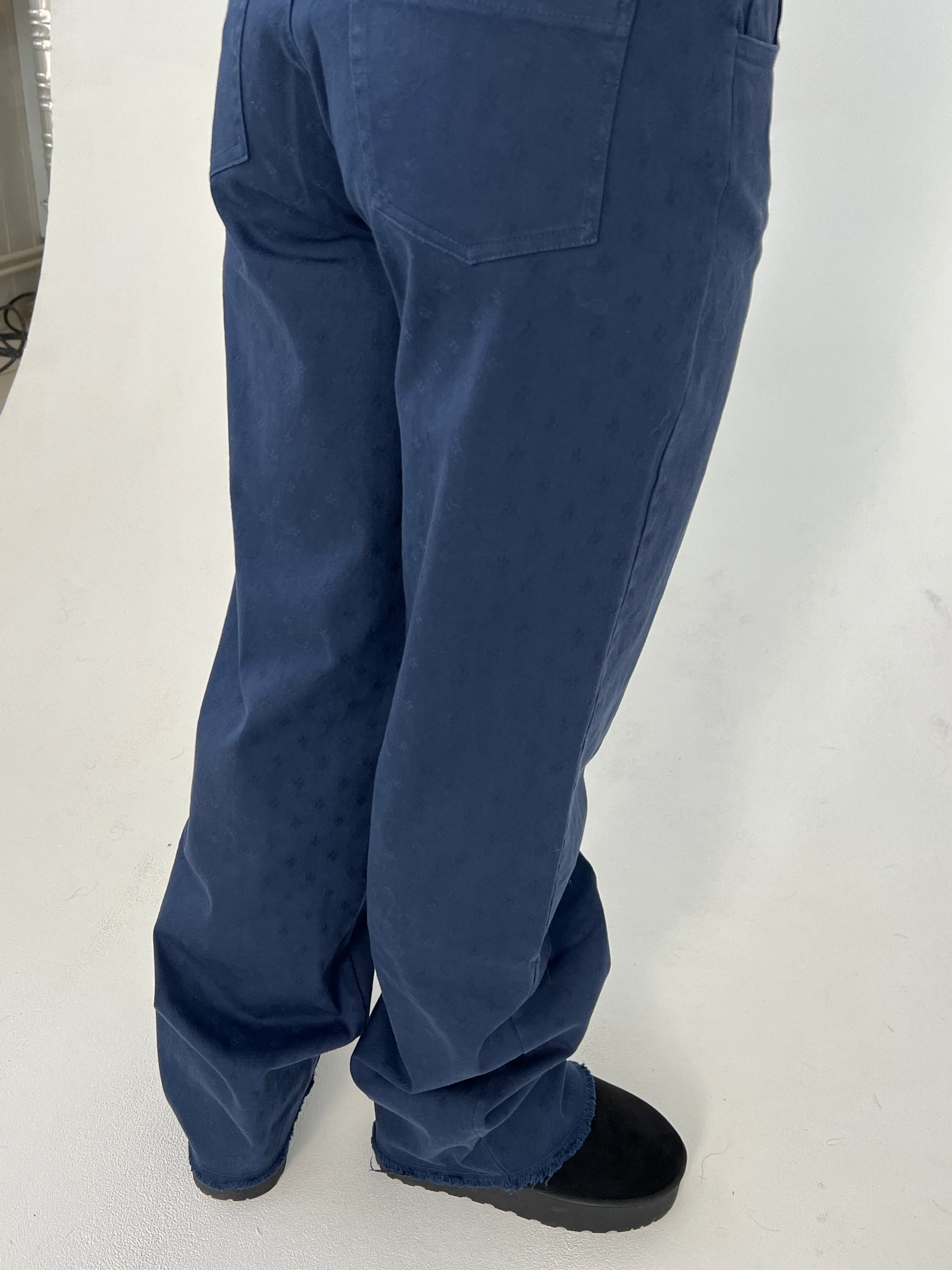 Gabardin jacquard jeans - Navy - Image 10