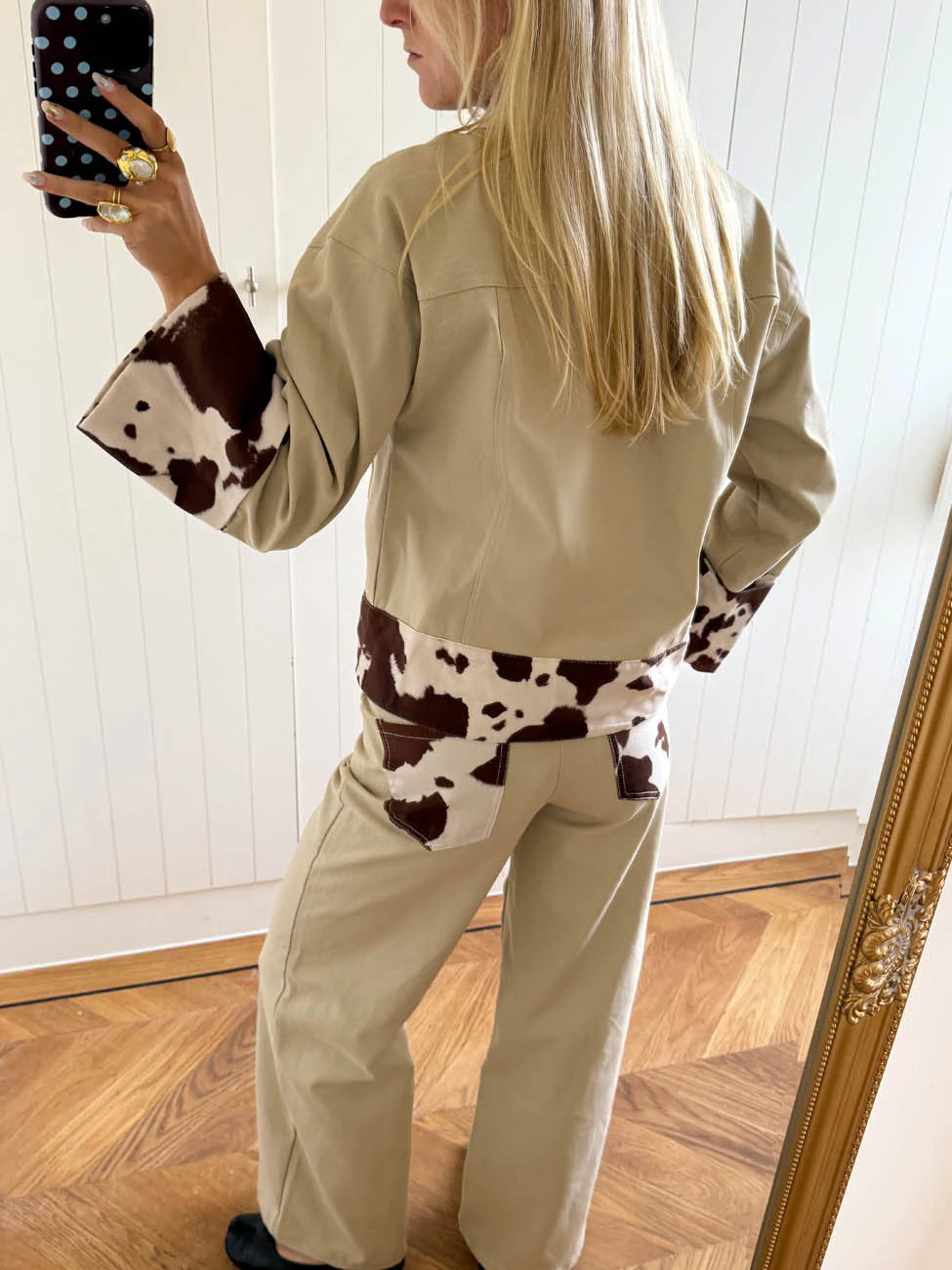 Scandivv jeans med koprint - Beige - Image 4