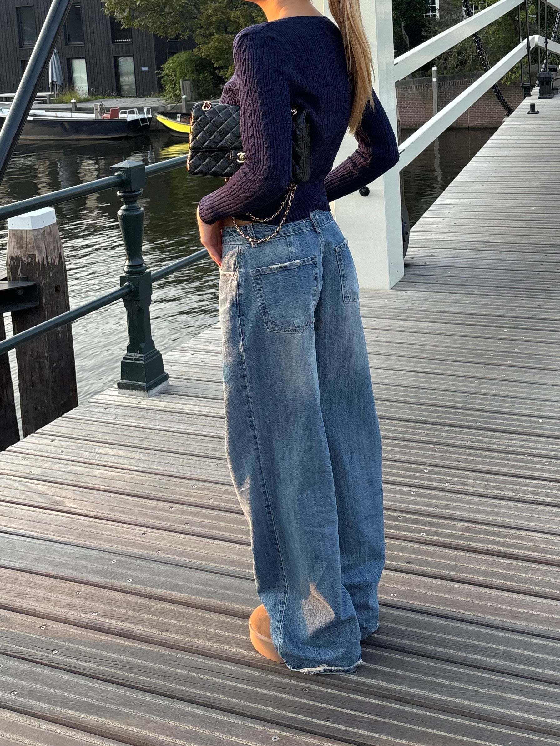 Alaia lavtaljede jeans med lyndetalje - Lys denim - Image 5