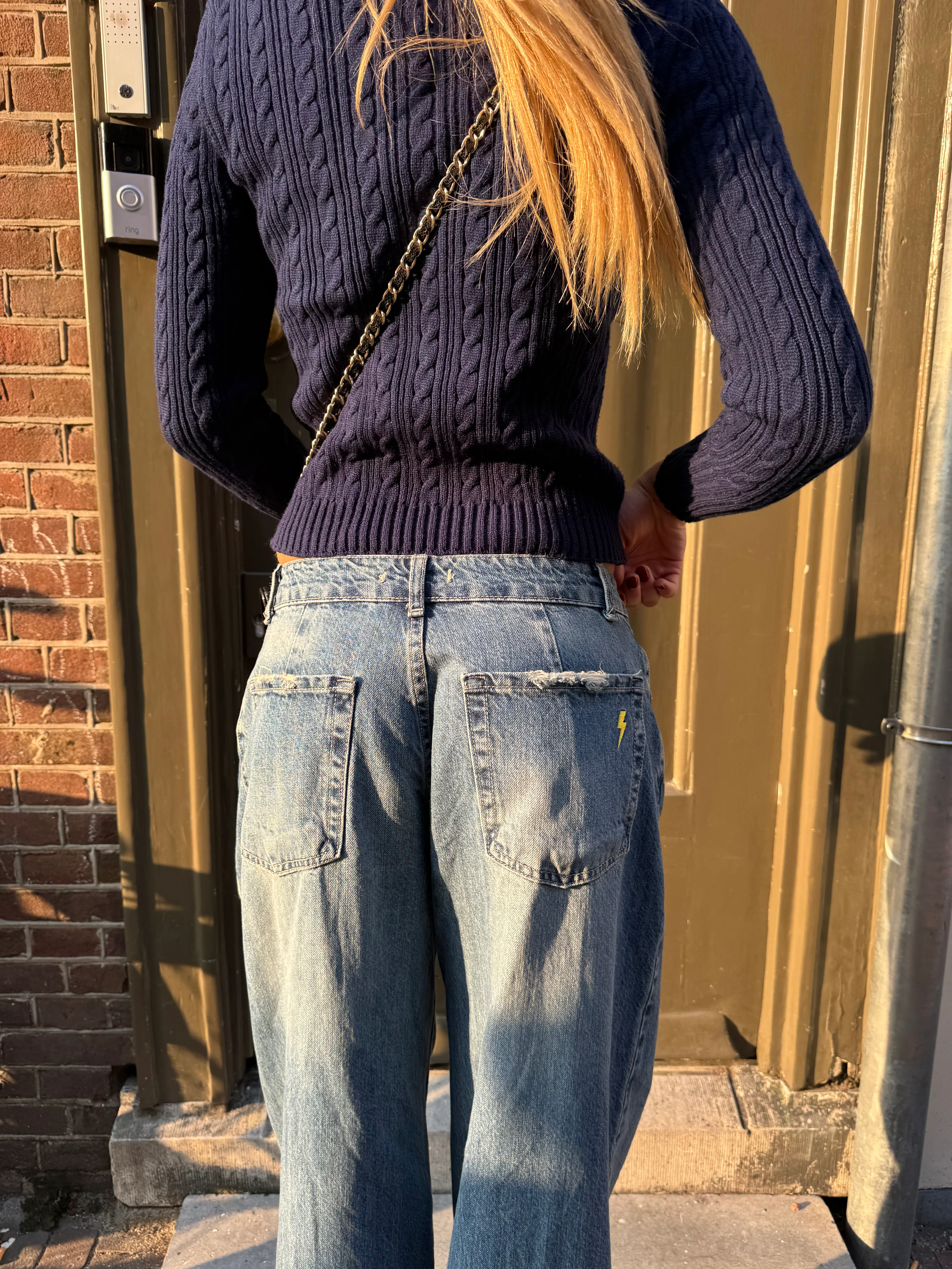 Alaia lavtaljede jeans med lyndetalje - Lys denim - Image 6