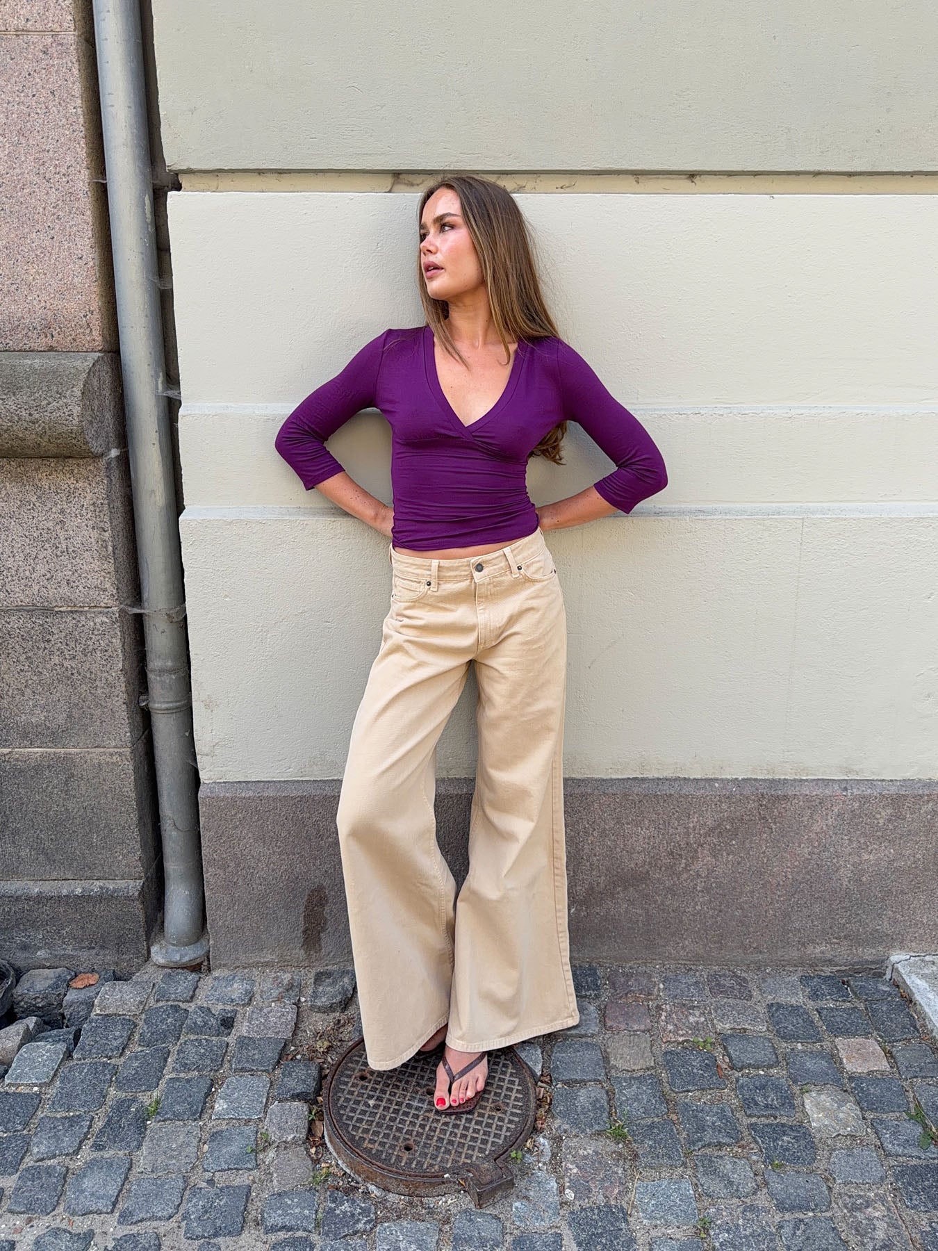Johanne jeans med brede ben - Sandfarvet - Image 17