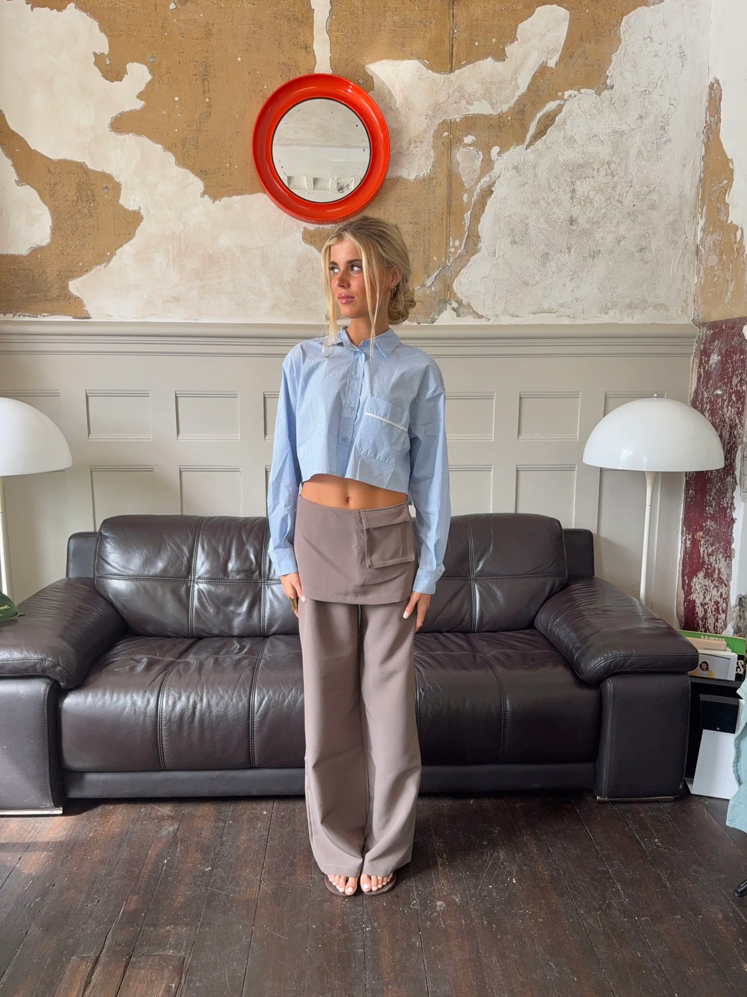 Thealine bukser med nederdel - Taupe - Image 8