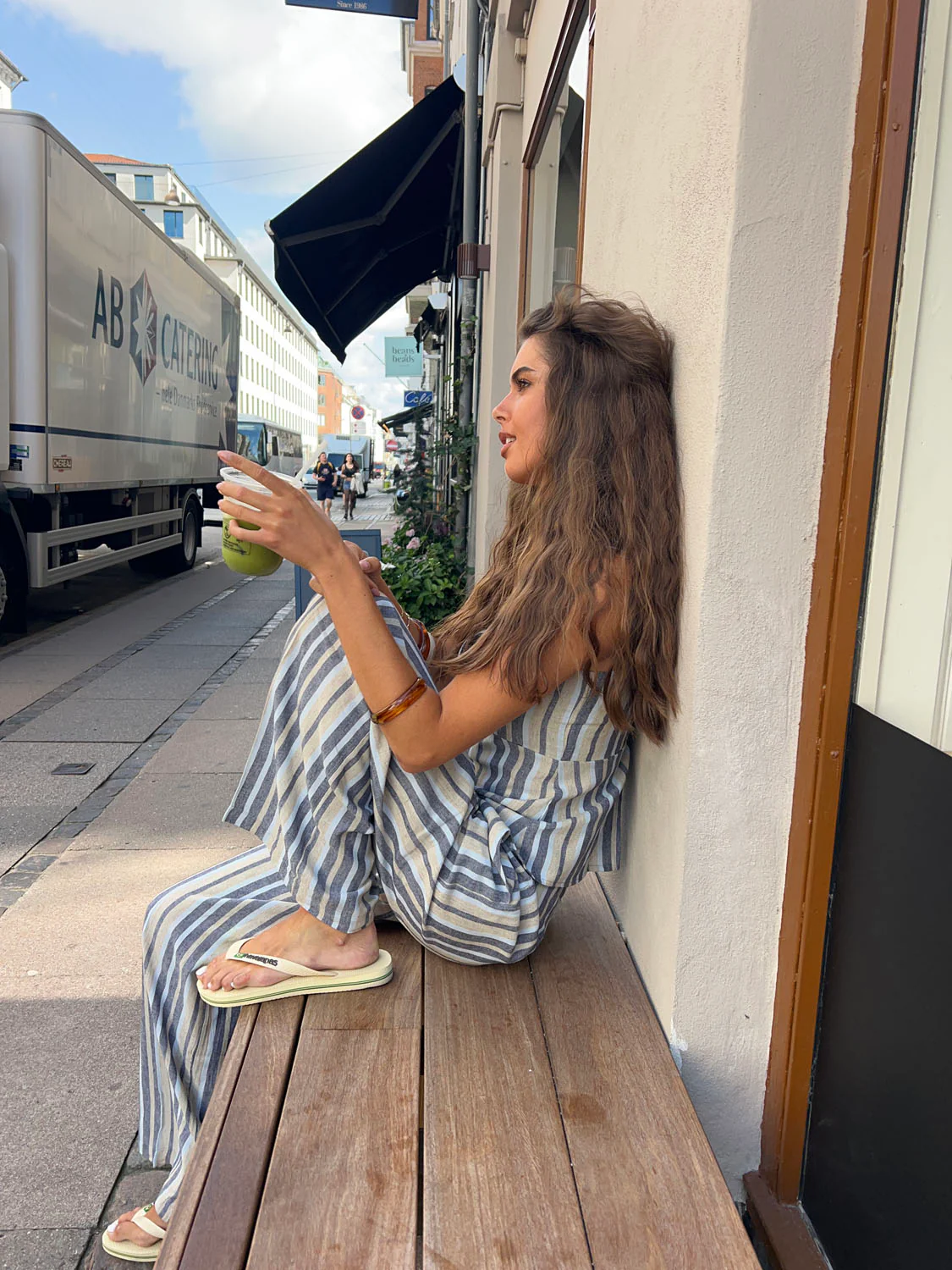 Kristiana bukser med striber - Blå/beige - Image 6