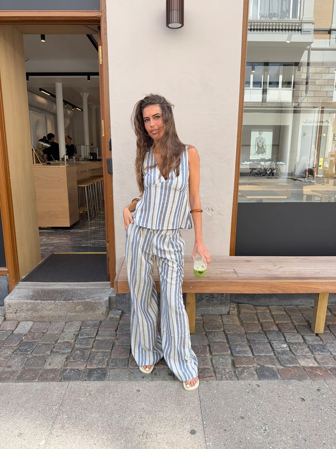 Kristiana bukser med striber - Blå/beige - Image 8