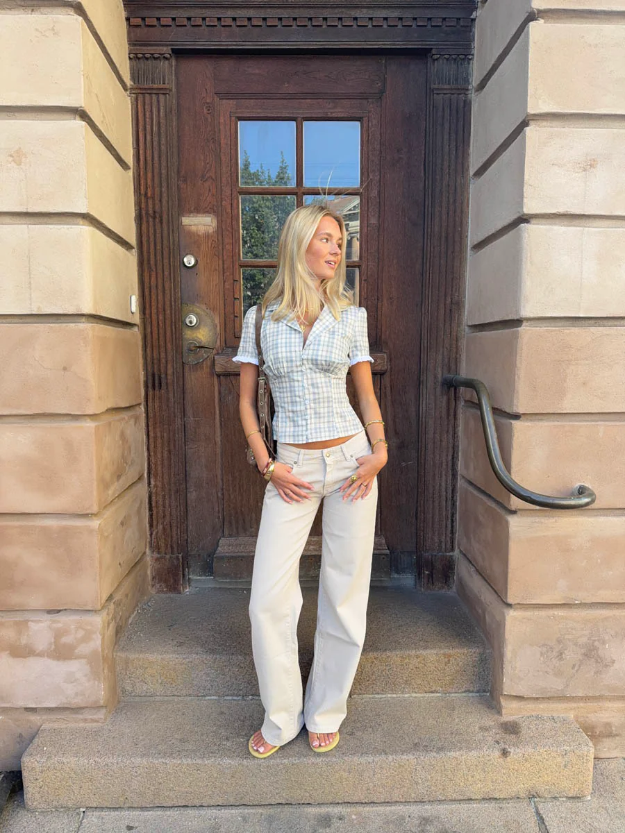 Emmaline lavtaljede jeans - Lys beige - Image 4