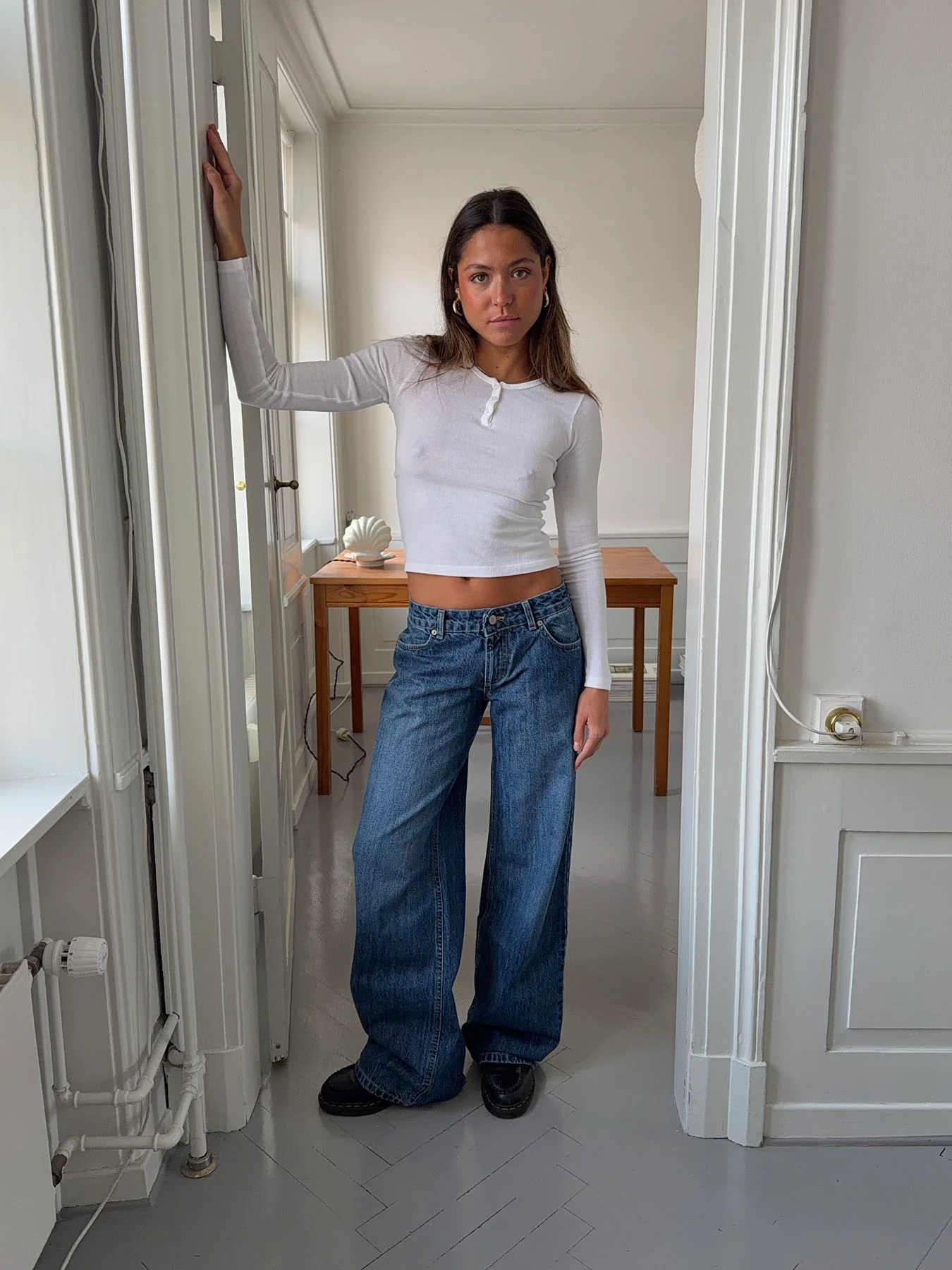 Floraline lavtaljede jeans - Blå denim - Image 10