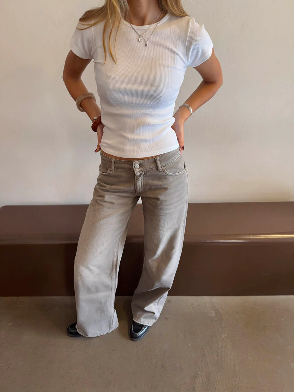 Audrena lavtaljede jeans - Sage grøn - Image 11