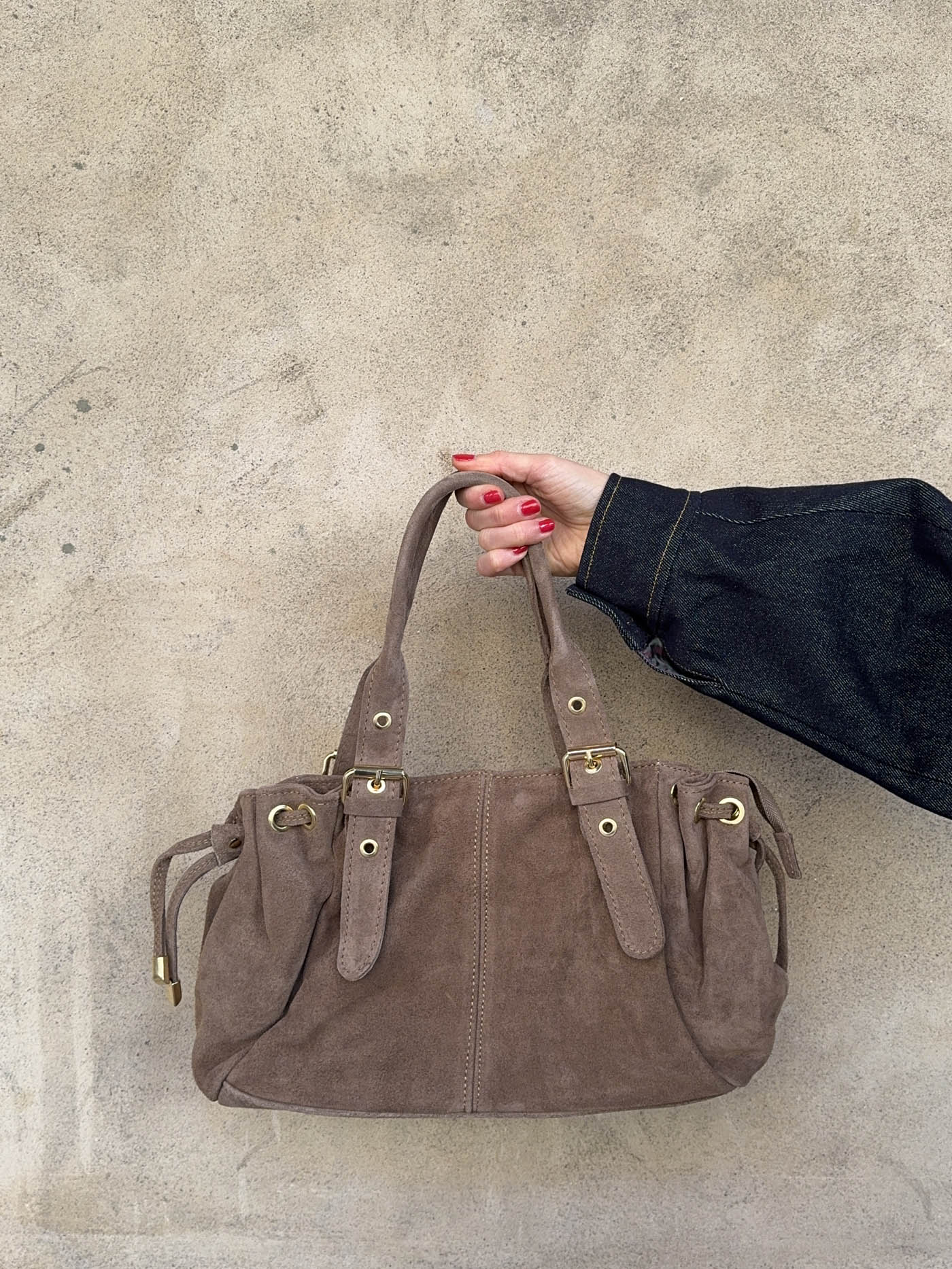 Mura taske i ruskind - Taupe - Image 11