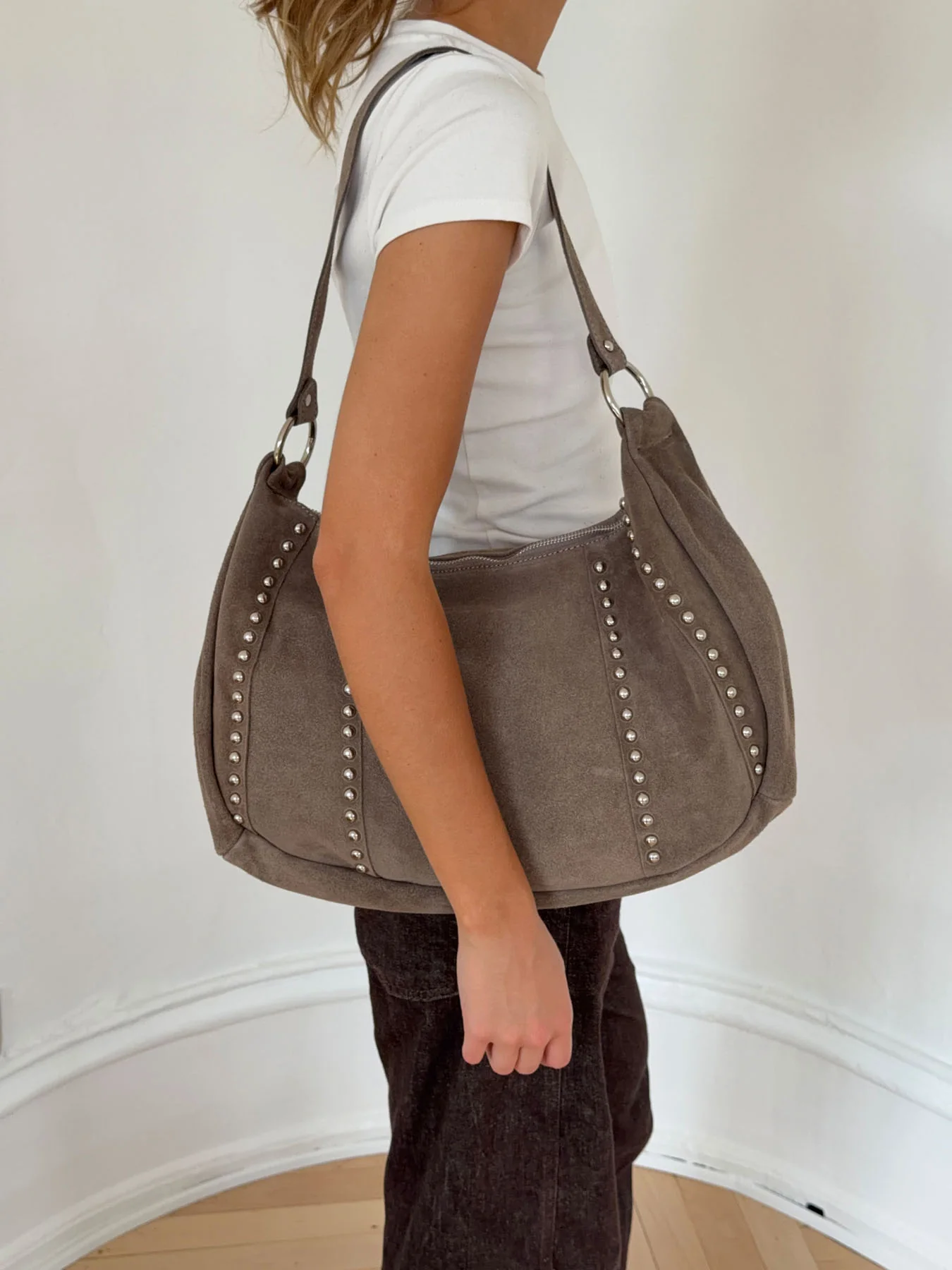 Henry taske med nitter - Taupe - Image 3