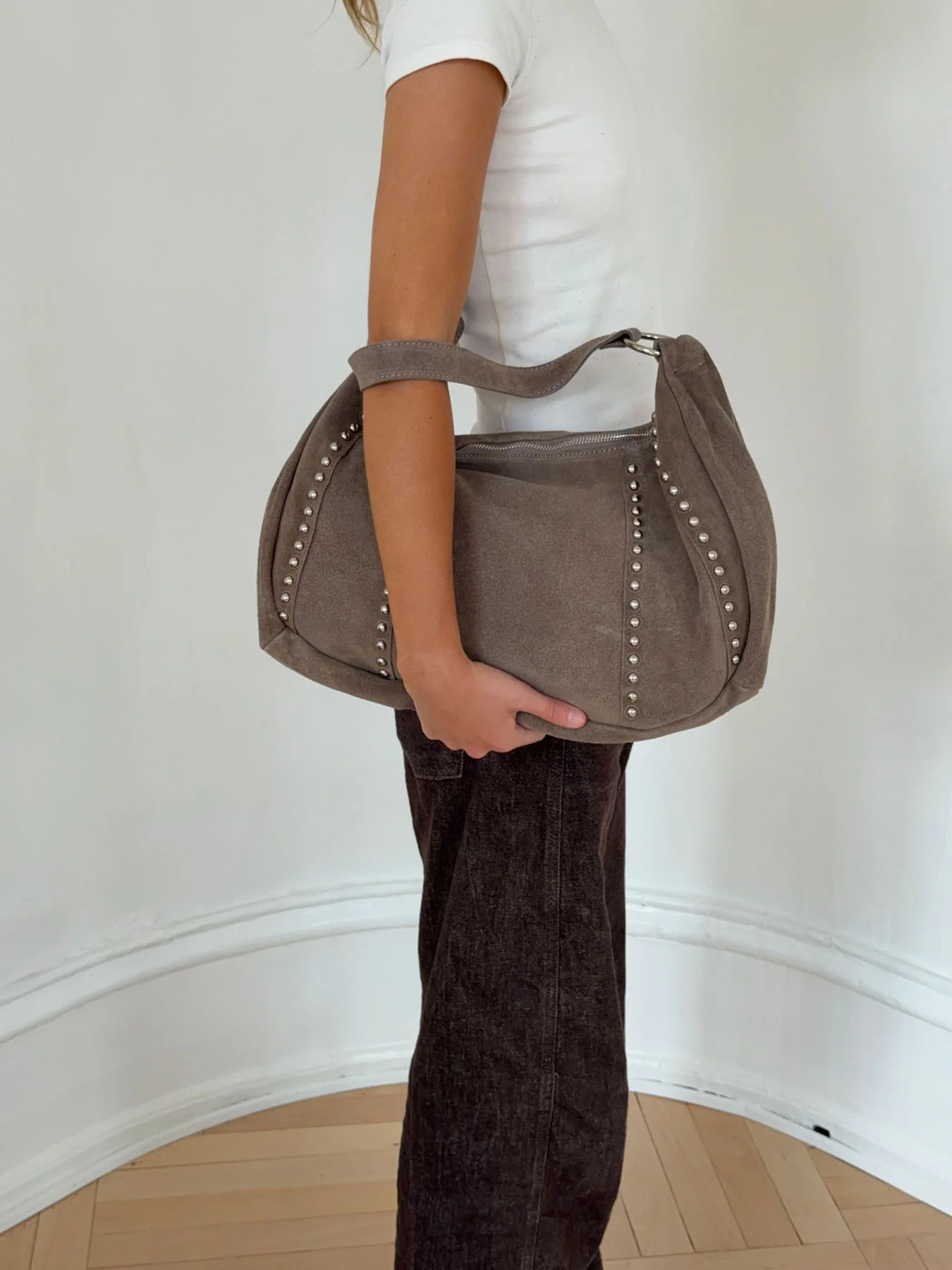 Henry taske med nitter - Taupe - Image 4