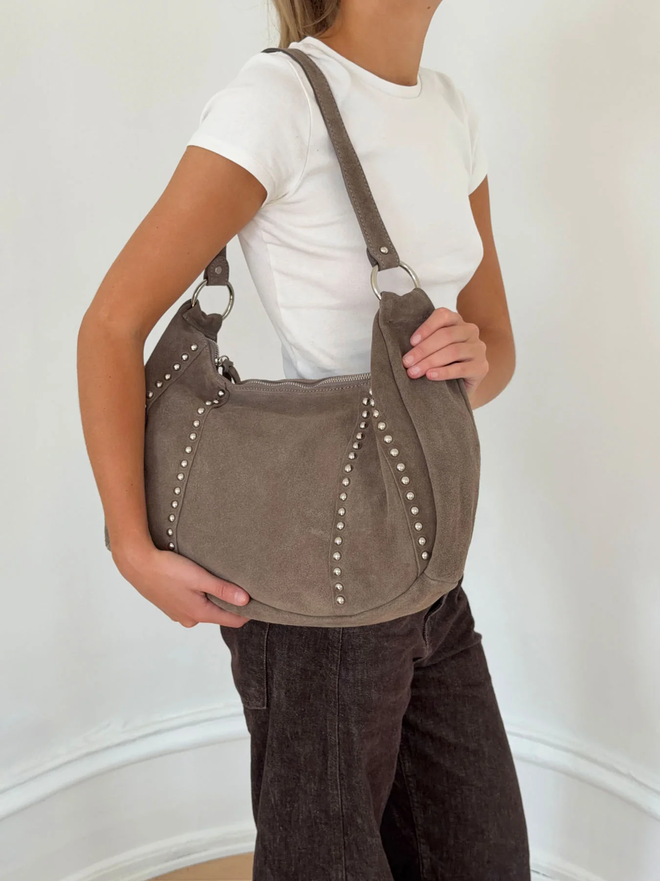 Henry taske med nitter - Taupe - Image 5