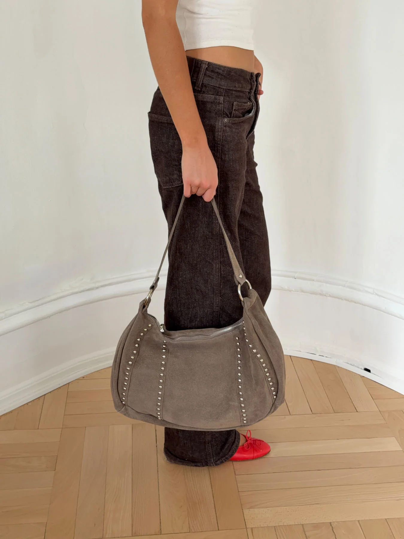 Henry taske med nitter - Taupe - Image 6