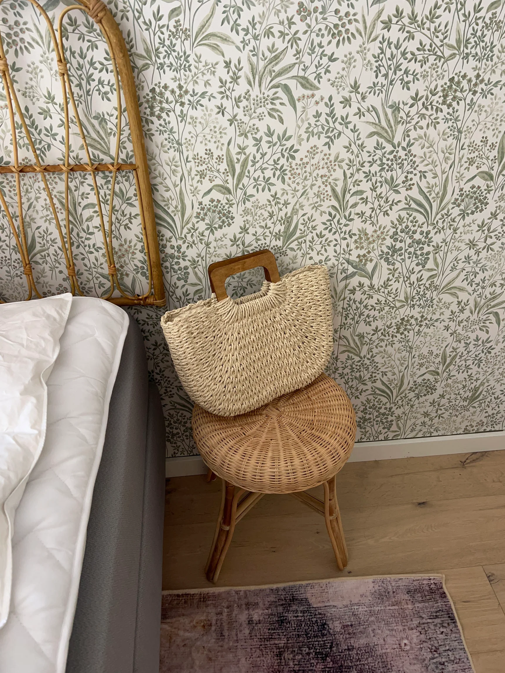 Mascali flettet taske med træhåndtag - Beige - Image 5