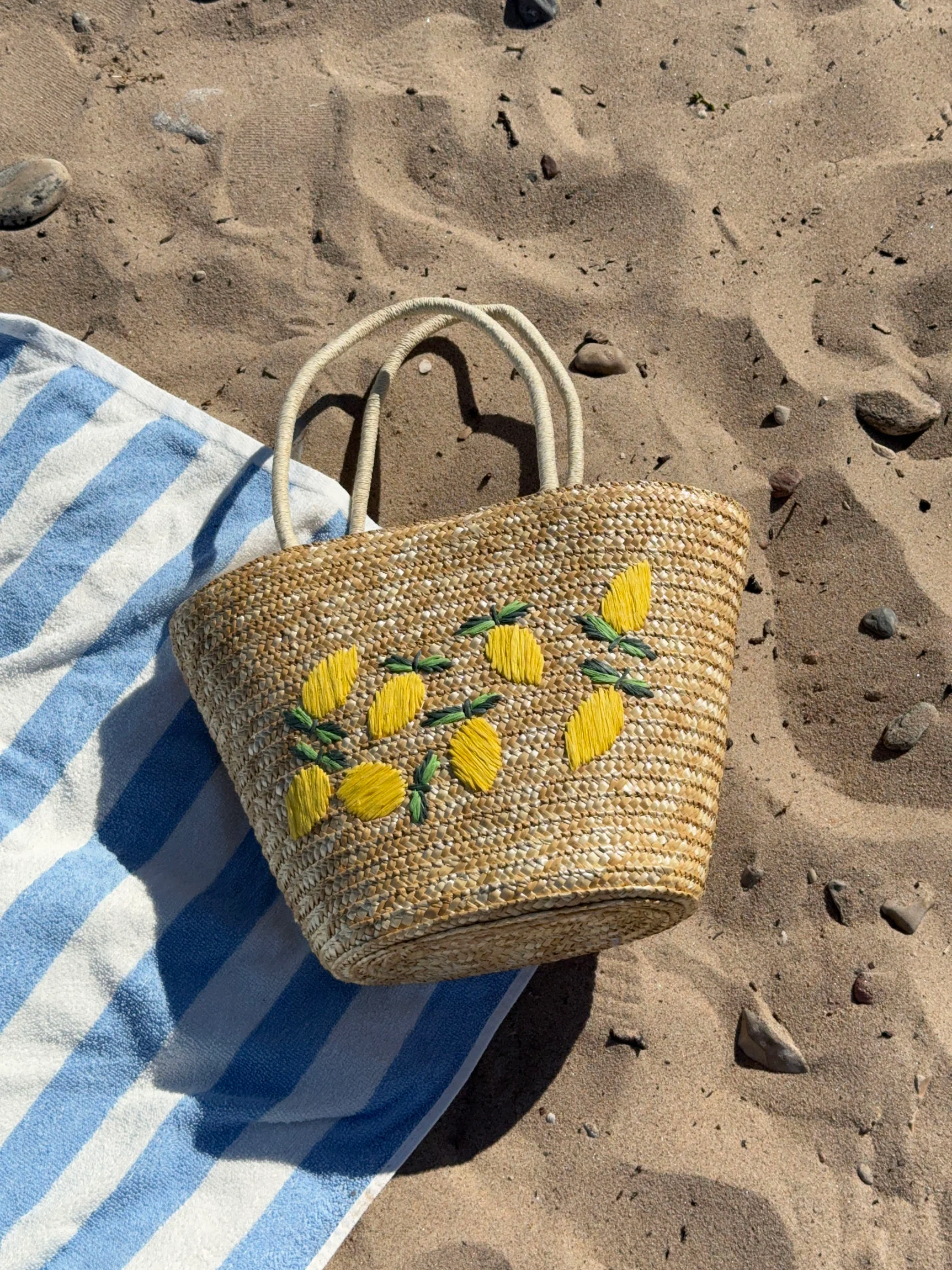 Terlizzi flettet taske med citroner - Beige/gul - Image 5