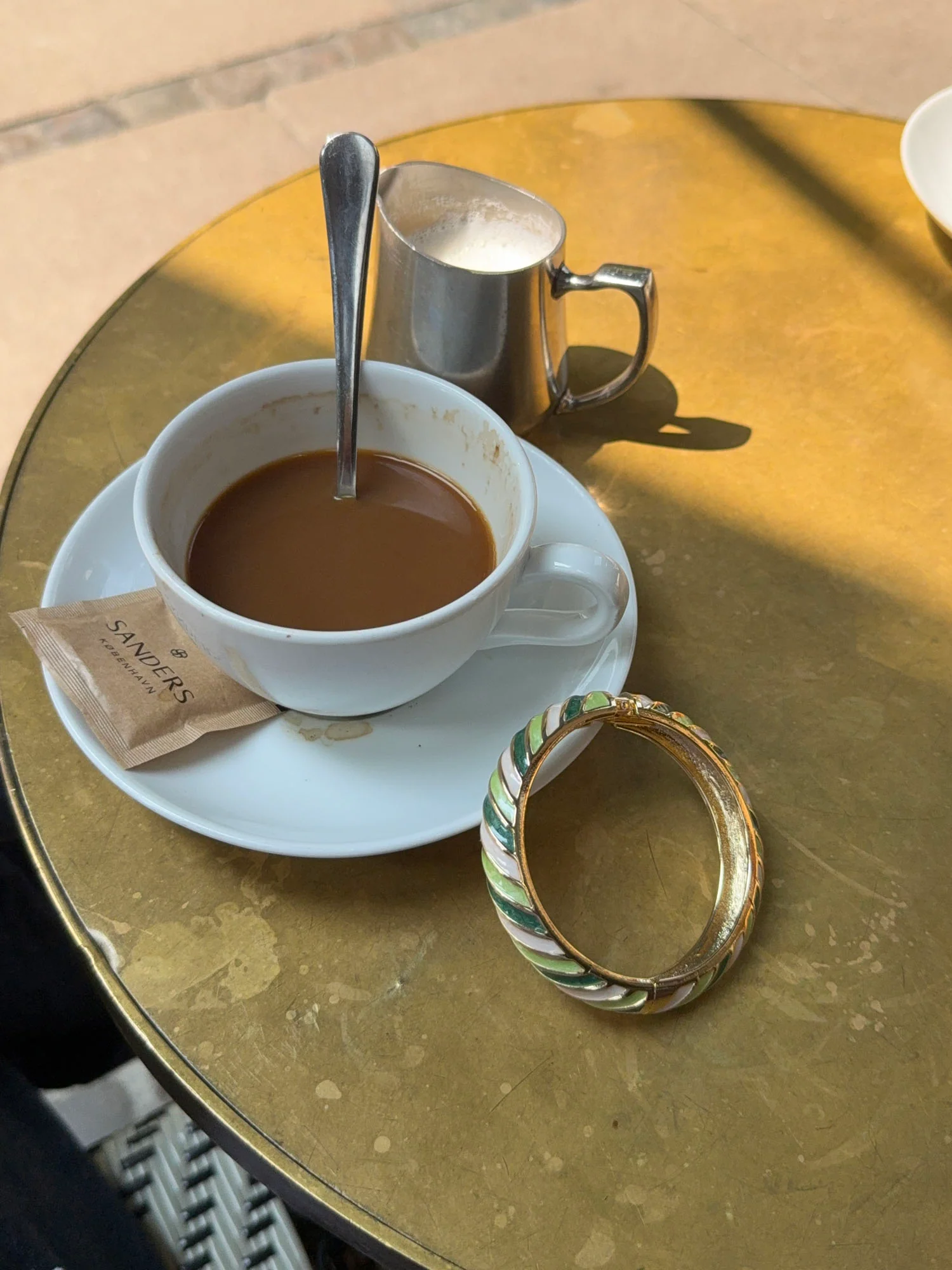 Eivora armbånd med striber -  Grøn/hvid/guld - Image 2