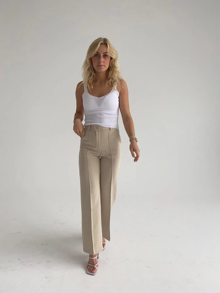 Classic wide bukser - Lys beige - Image 3