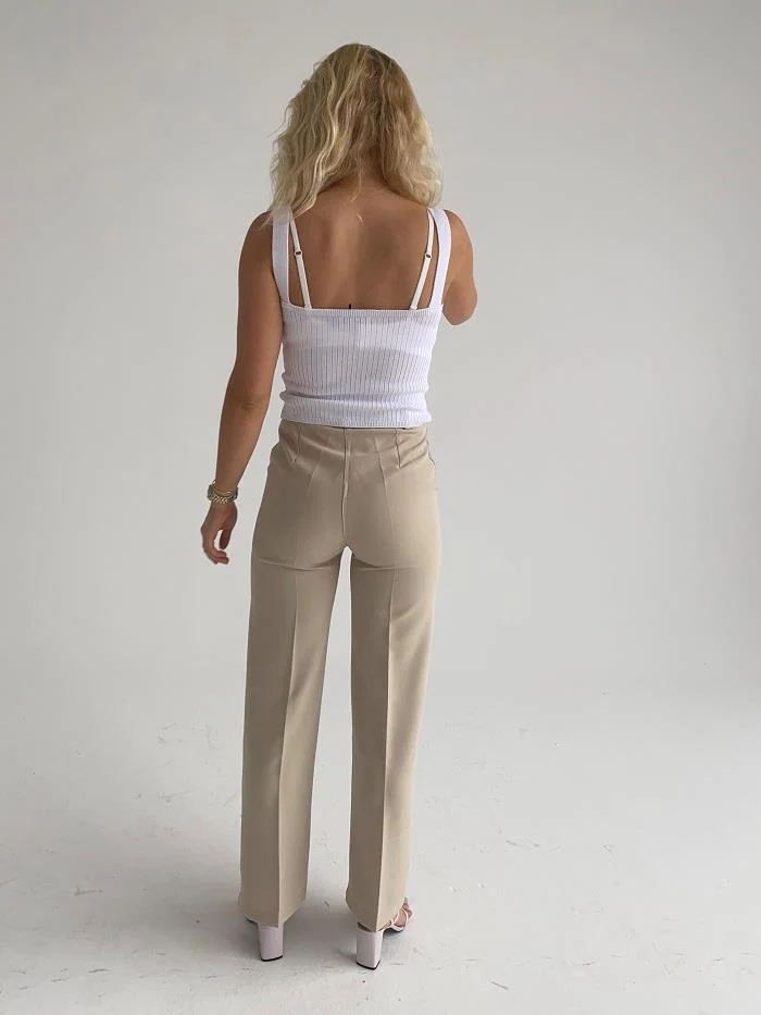 Classic wide bukser - Lys beige - Image 6