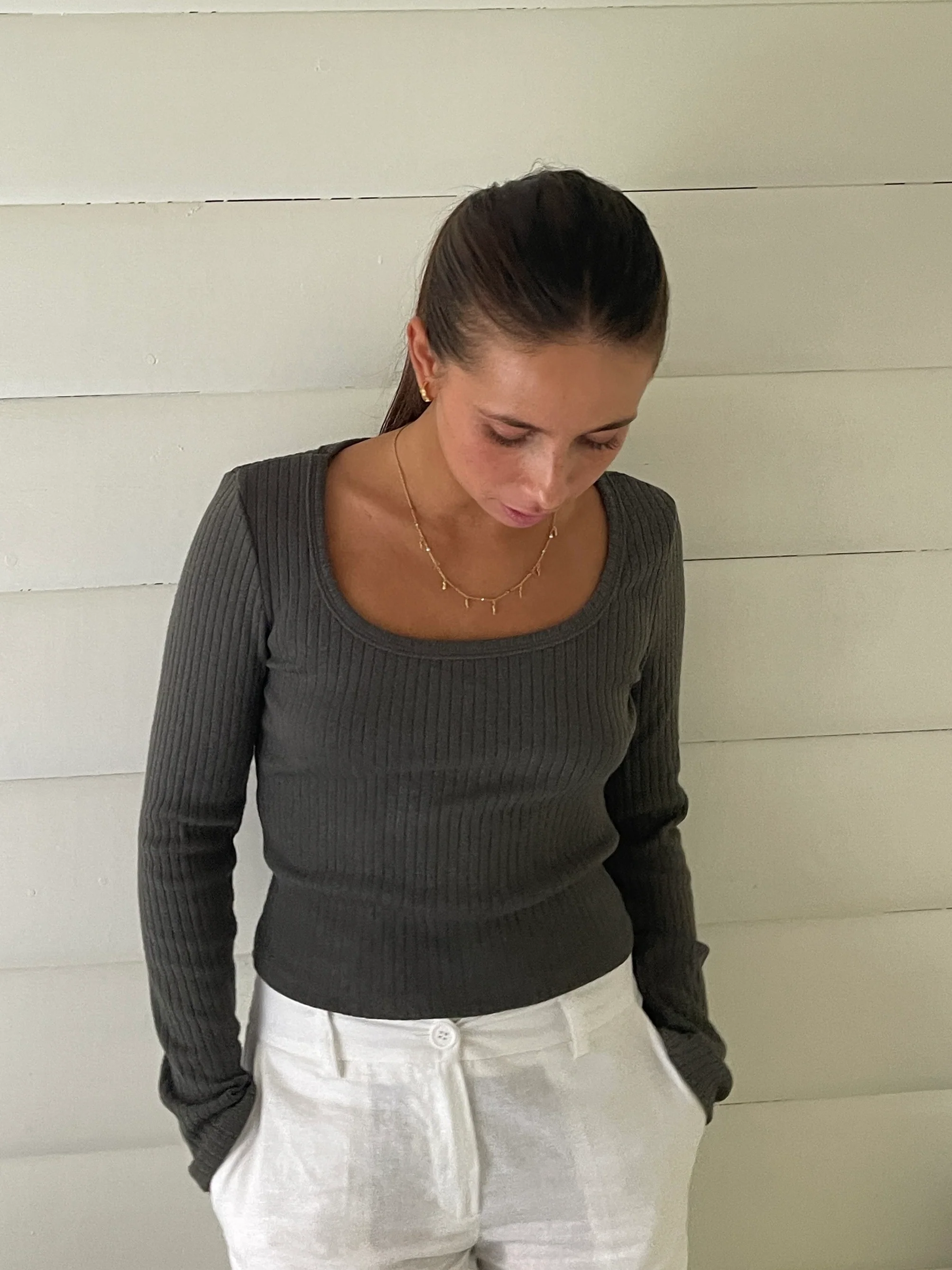 Ariella square neck bluse - Mørkegrøn - Image 3