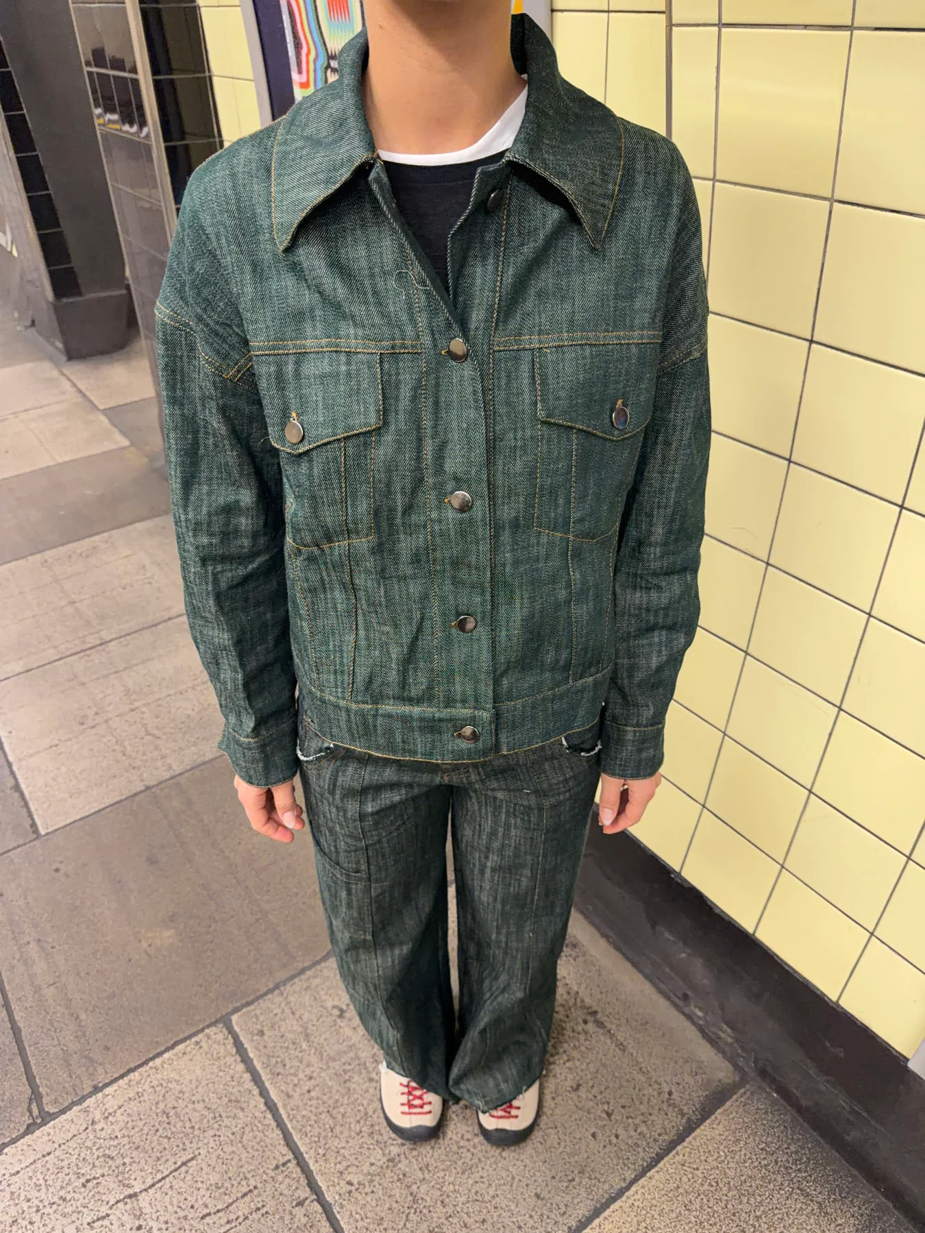 Olivina denimjakke - Blågrøn - Image 10