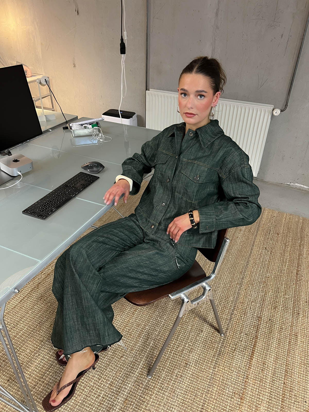 Olivina denimjakke - Blågrøn - Image 14