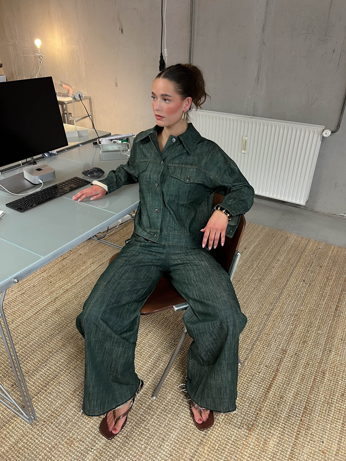 Olivina denimjakke - Blågrøn - Image 15
