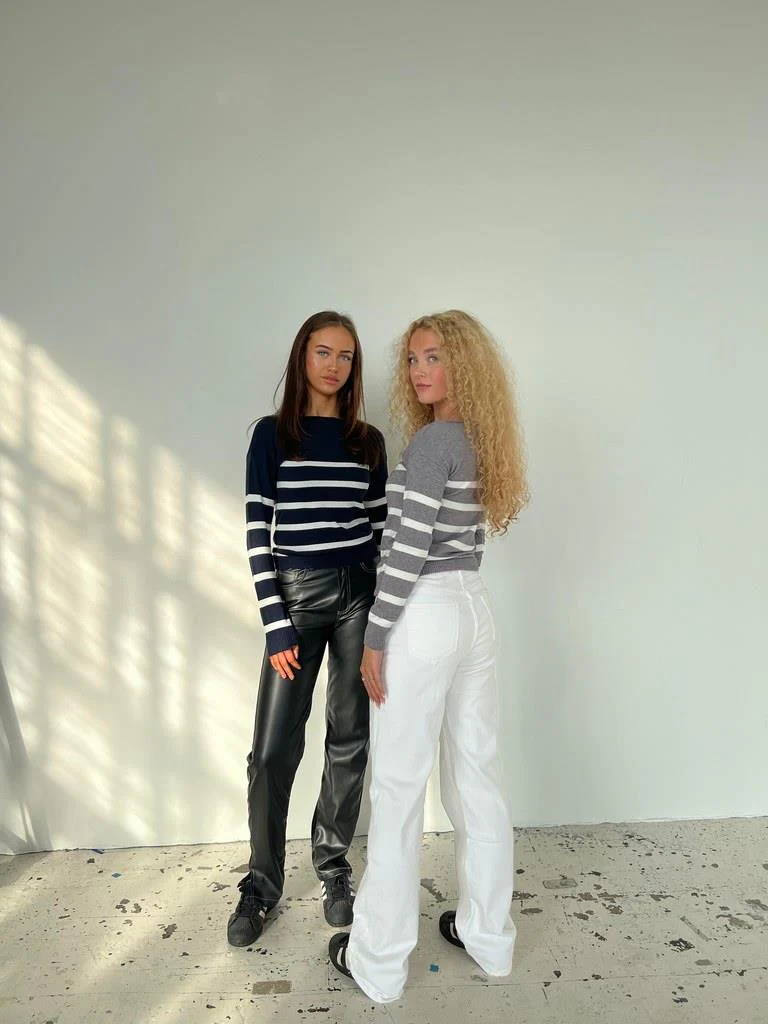 Emmy striktrøje - Navy/hvid - Image 5