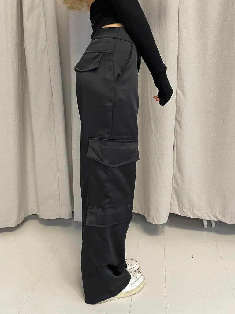 Fauna satin cargobukser - Sort - Image 13