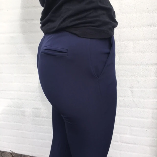 Flare bukser navy med lommer - Image 5