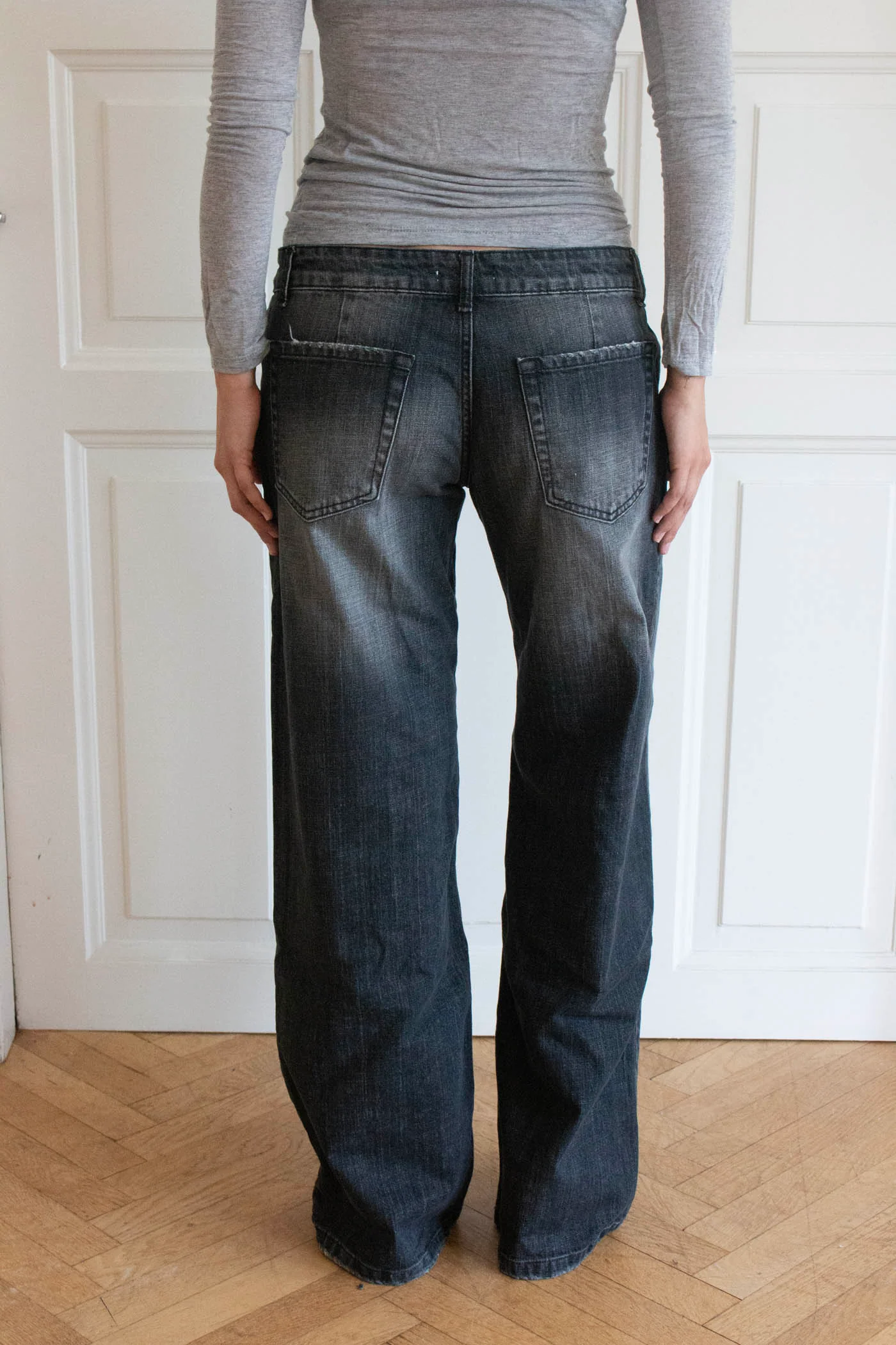 Floraline lavtaljede jeans - Grå denim - Image 7