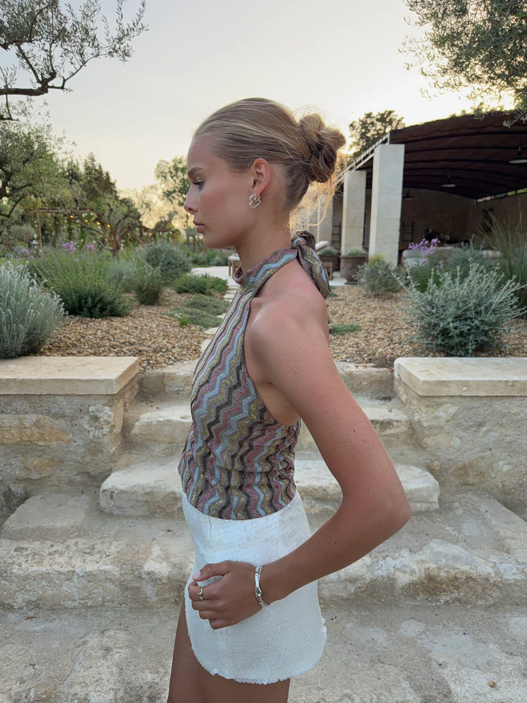 Liah halterneck top med glitter - Multifarvet - Image 7