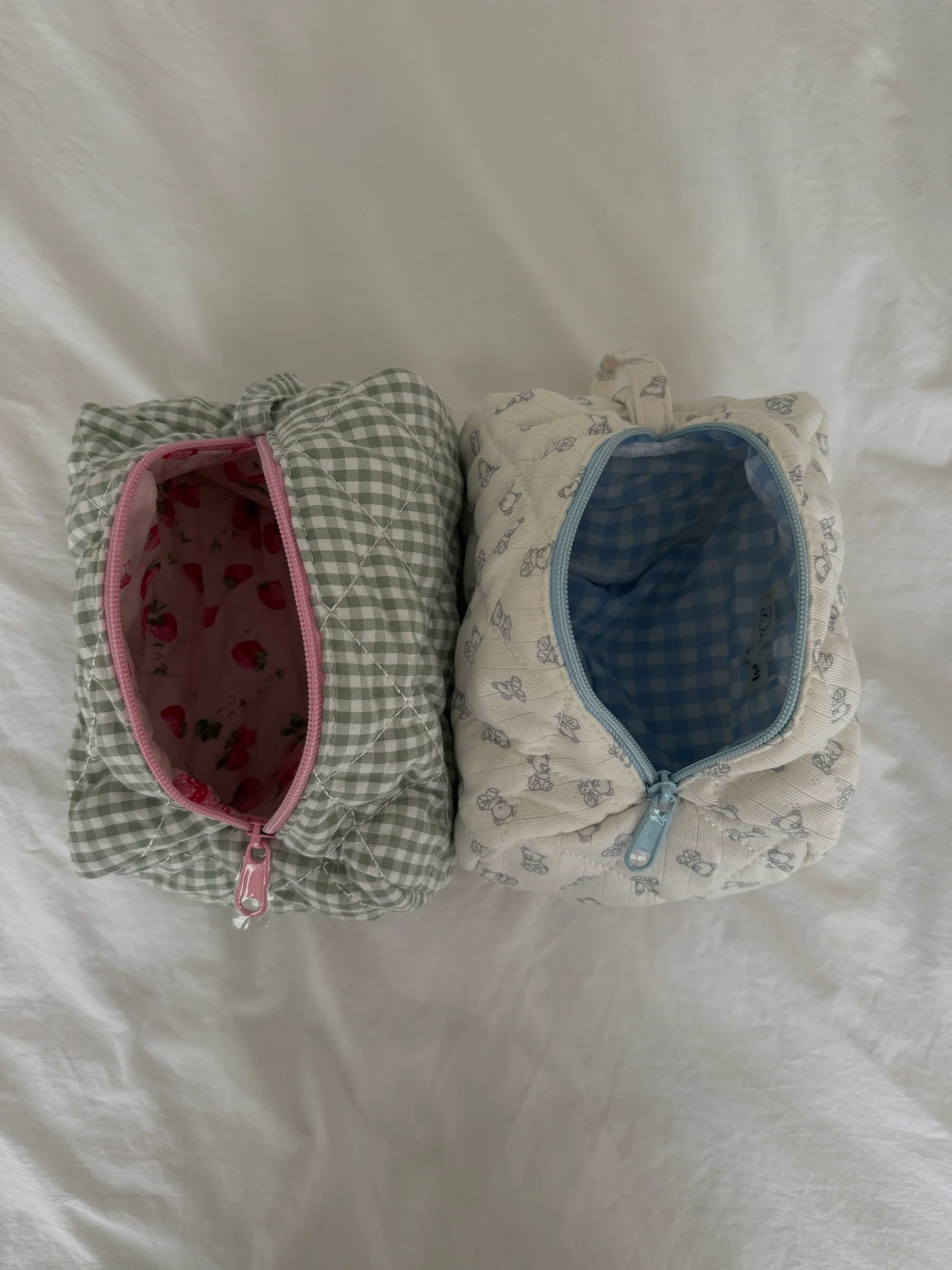 Honey lille toilettaske - Hvid/grøn ternet - Image 11