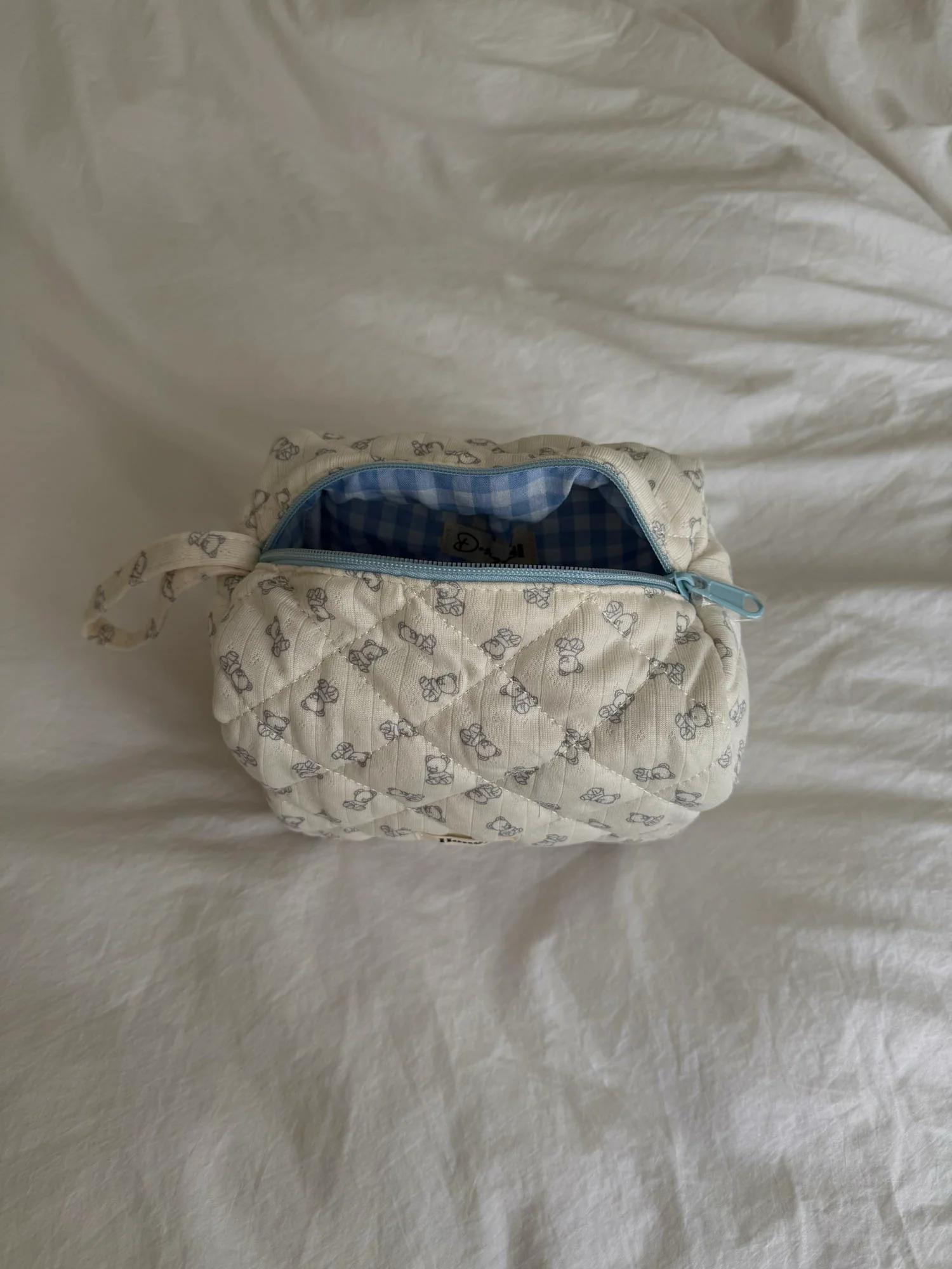 Honey lille toilettaske - Off white med bamser - Image 3
