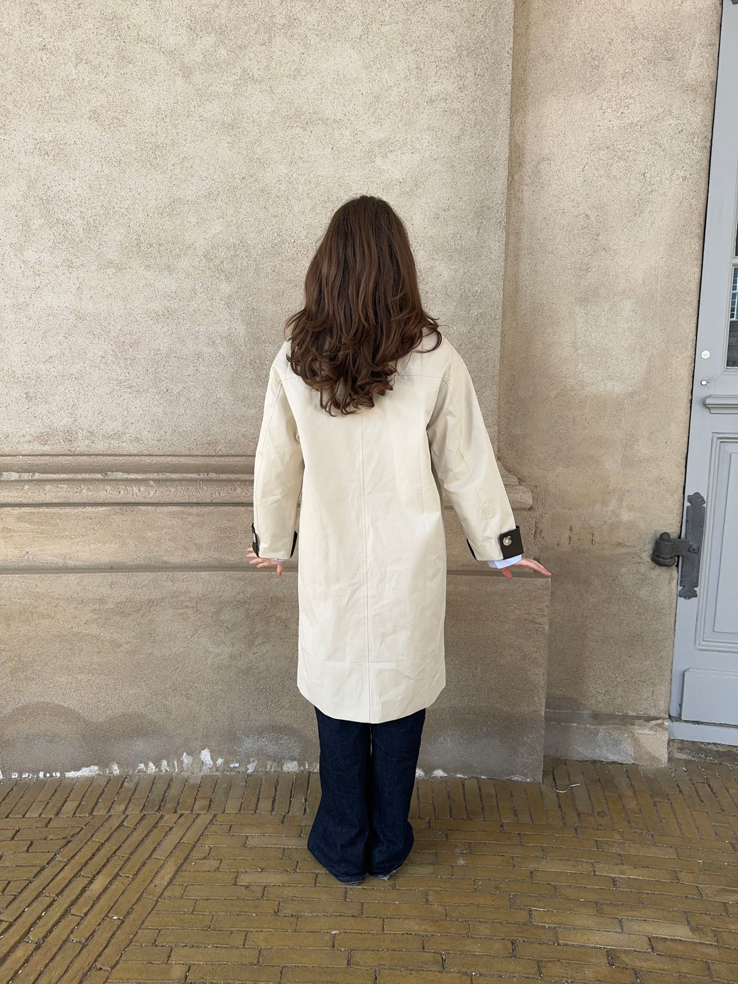 Vespera frakke med krave - Lys beige/brun - Image 11