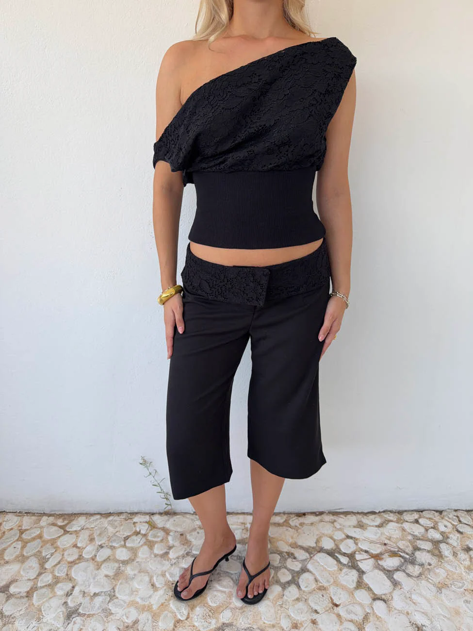 Kimmie top med blonder - Sort - Image 7