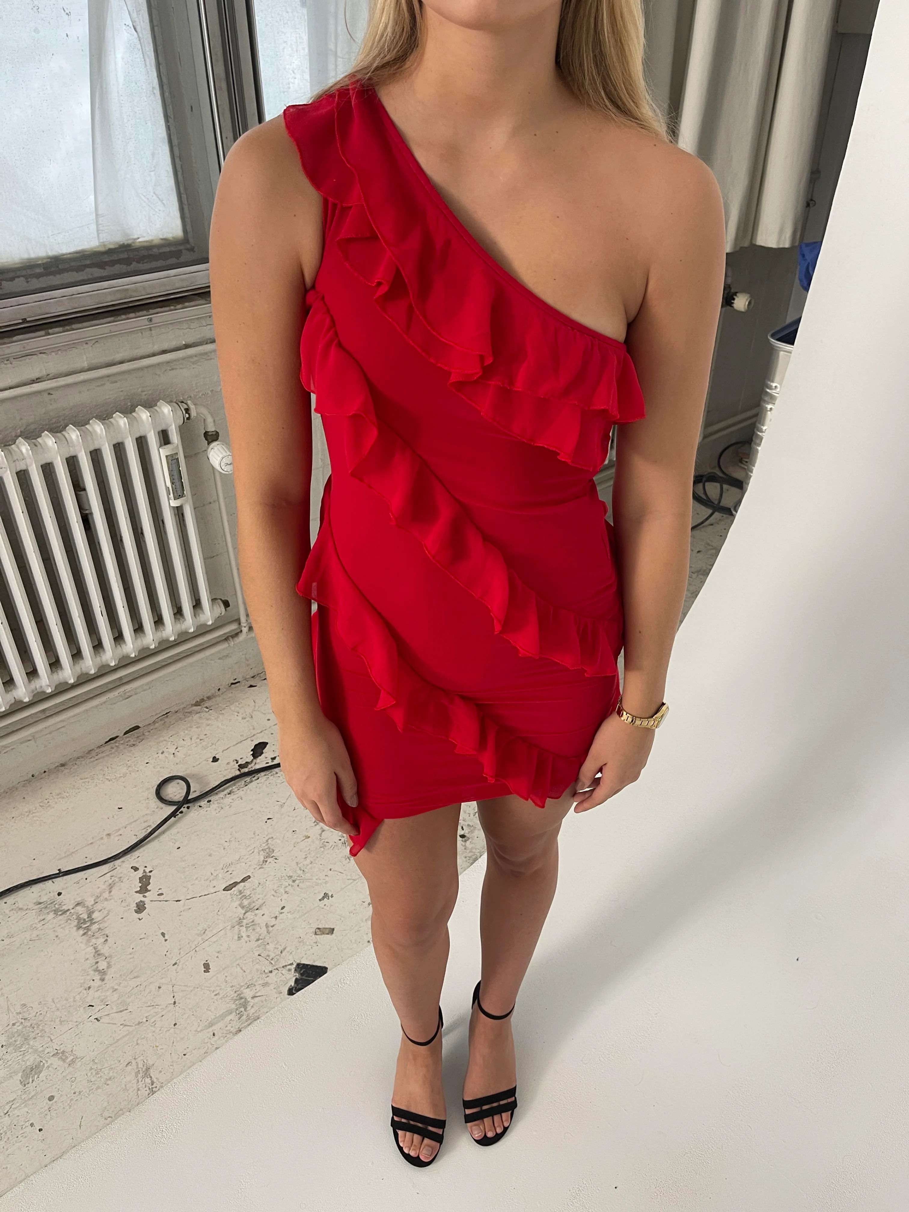 Denise kjole med frynser - rød - Image 3