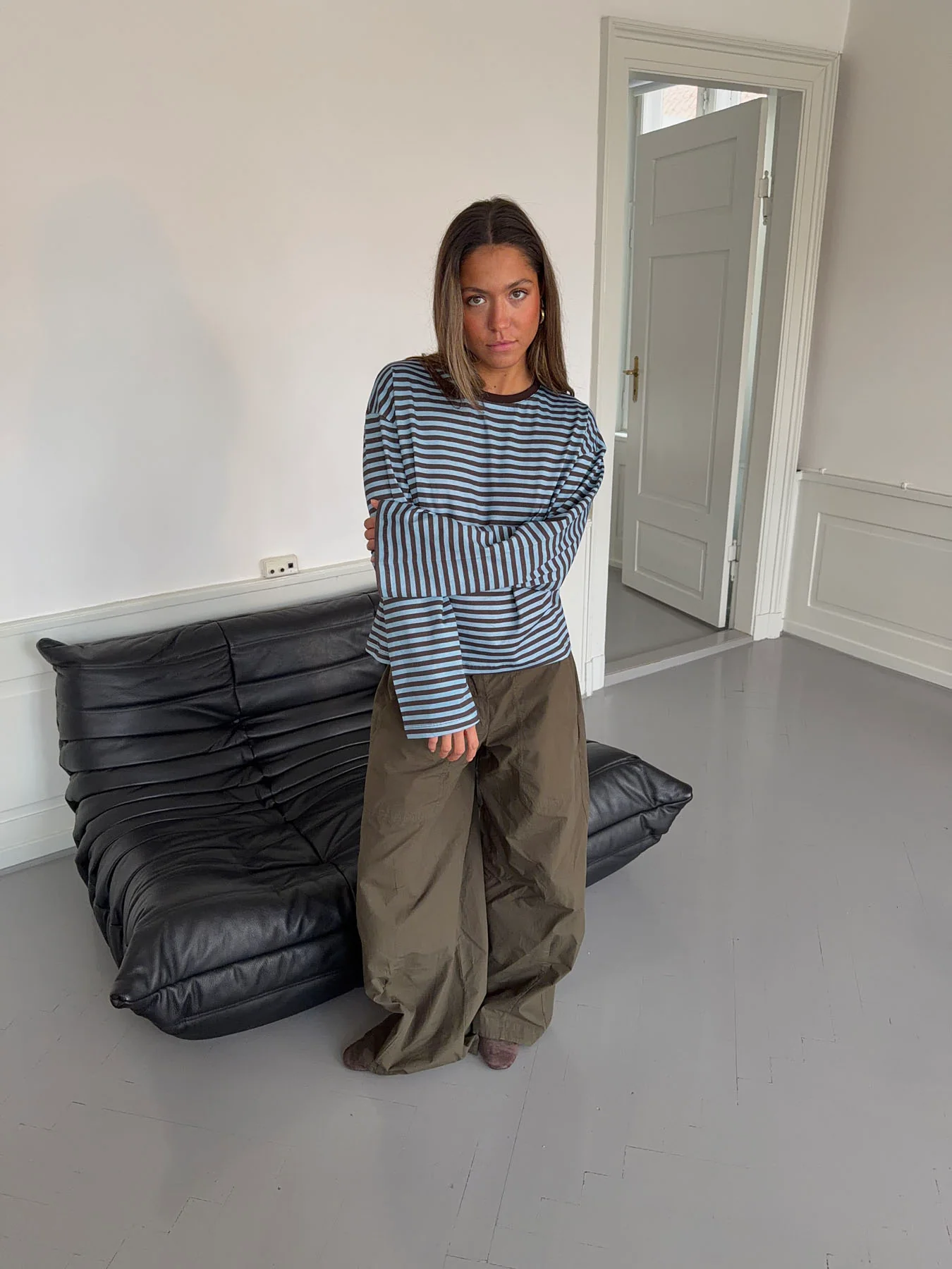 Lura bluse med striber - Blå/brun - Image 6