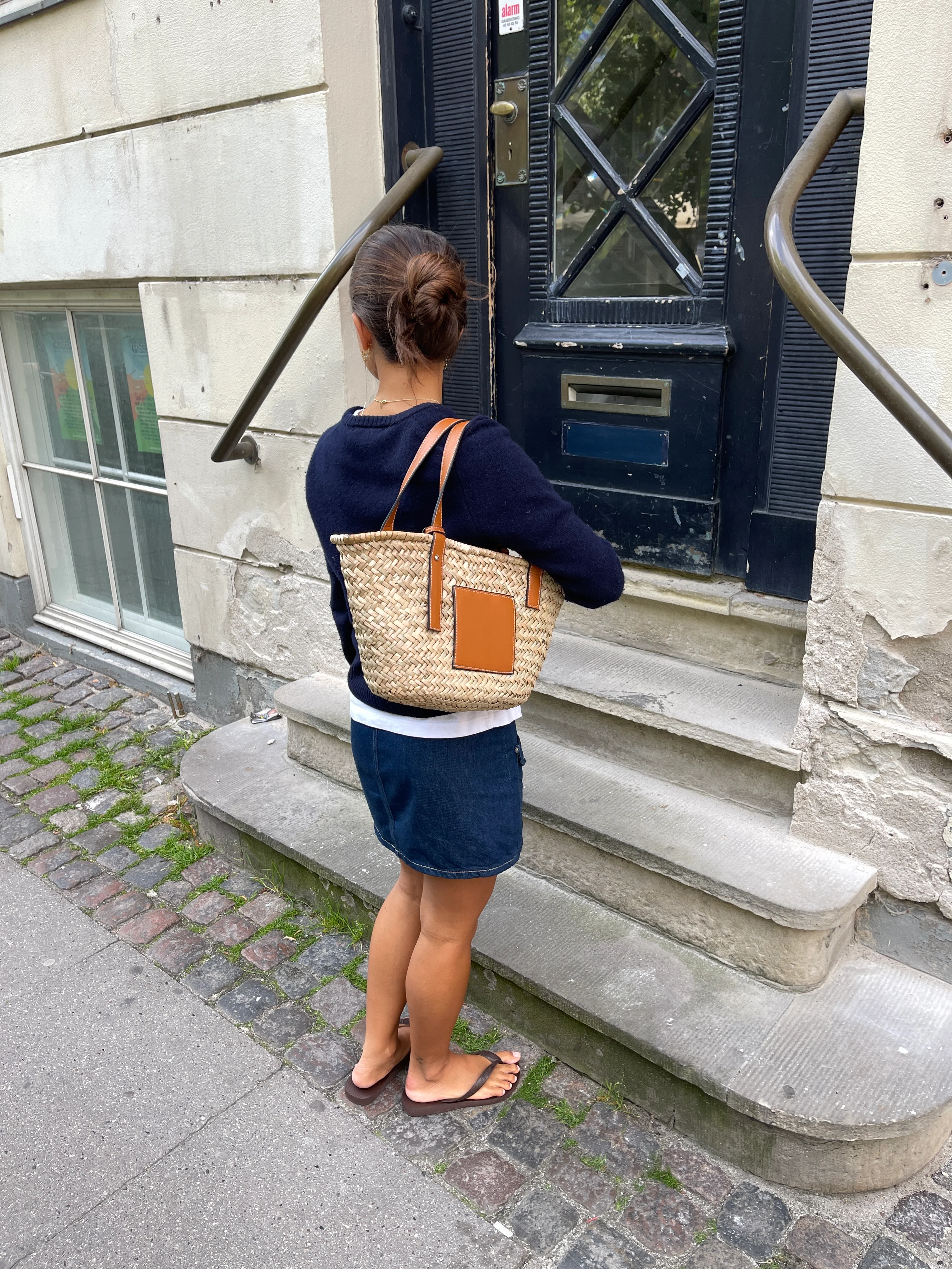 Strandtaske i flet - Beige - Image 6
