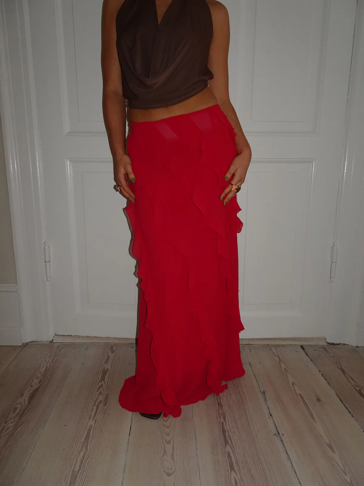 Marcie nederdel med frynser - rød - Image 14