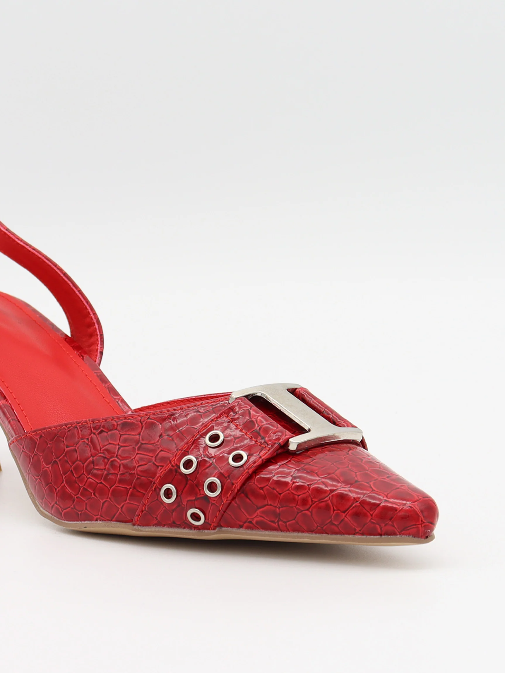 Nida slingback stiletter med spænde - Rød - Image 6