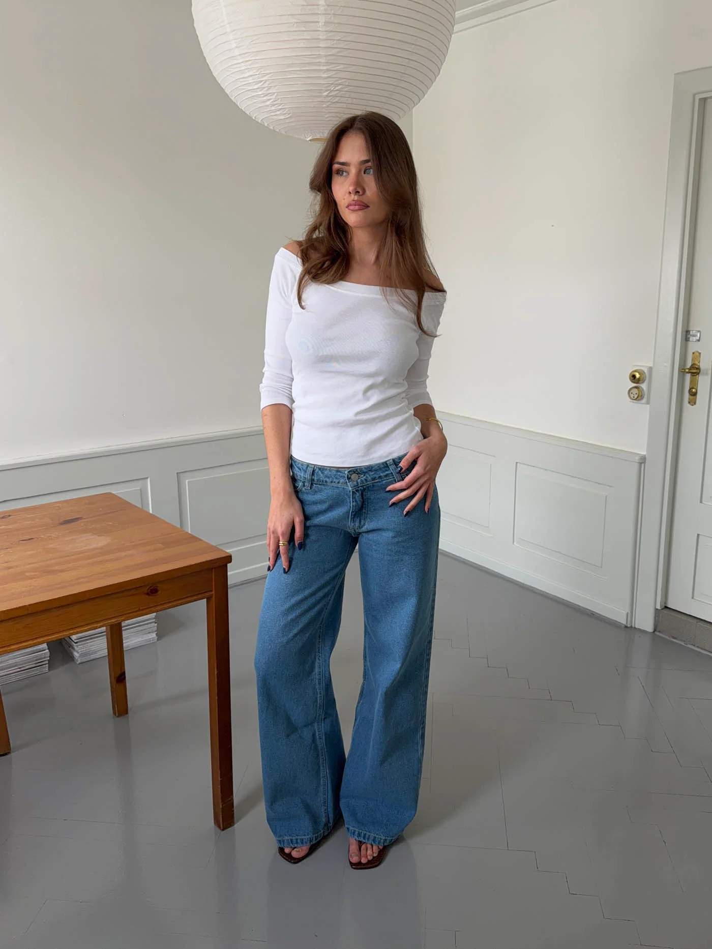 Ranya lavtaljede jeans - Blå - Image 11