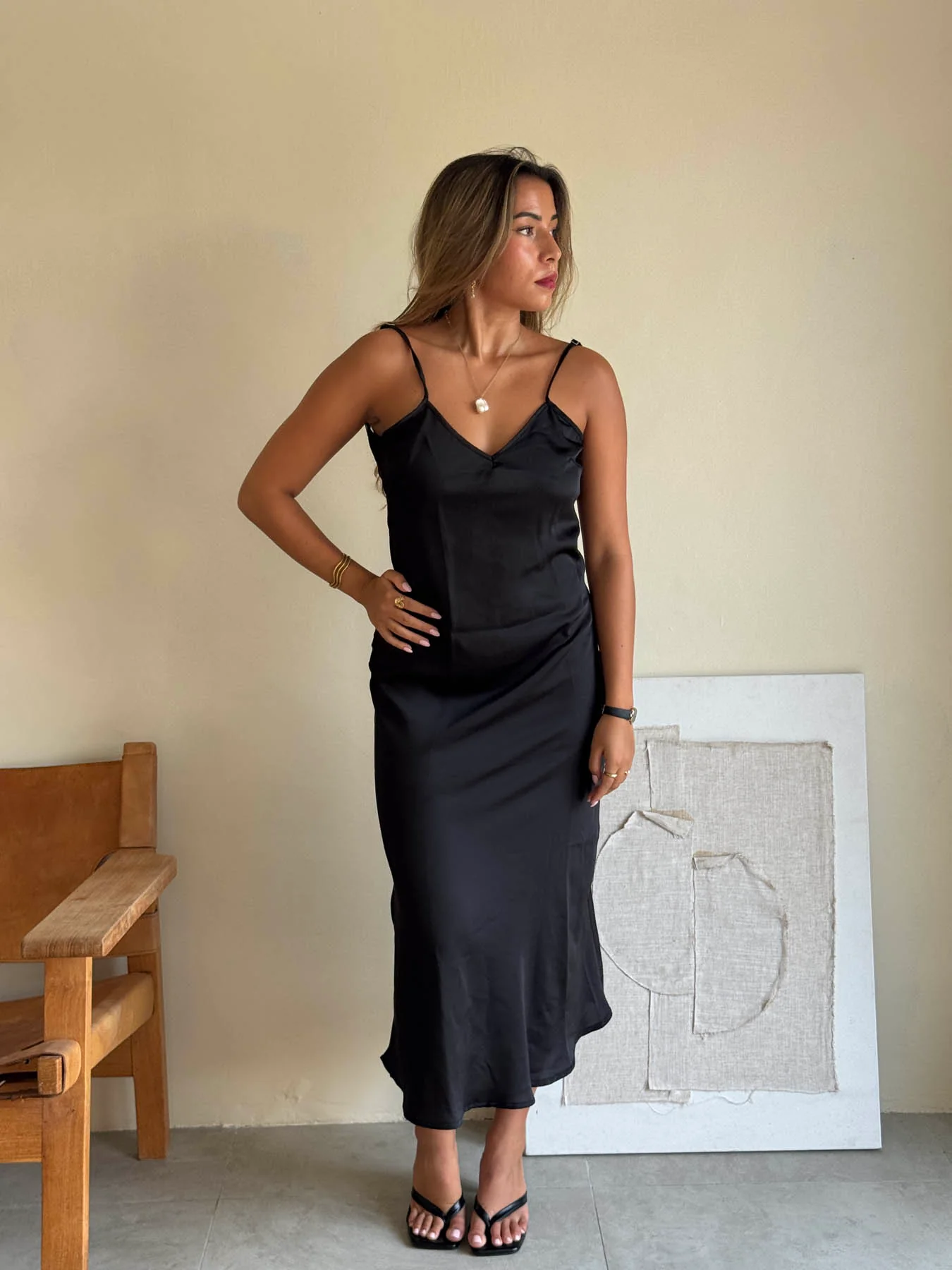Minnie satinkjole - Sort - Image 12