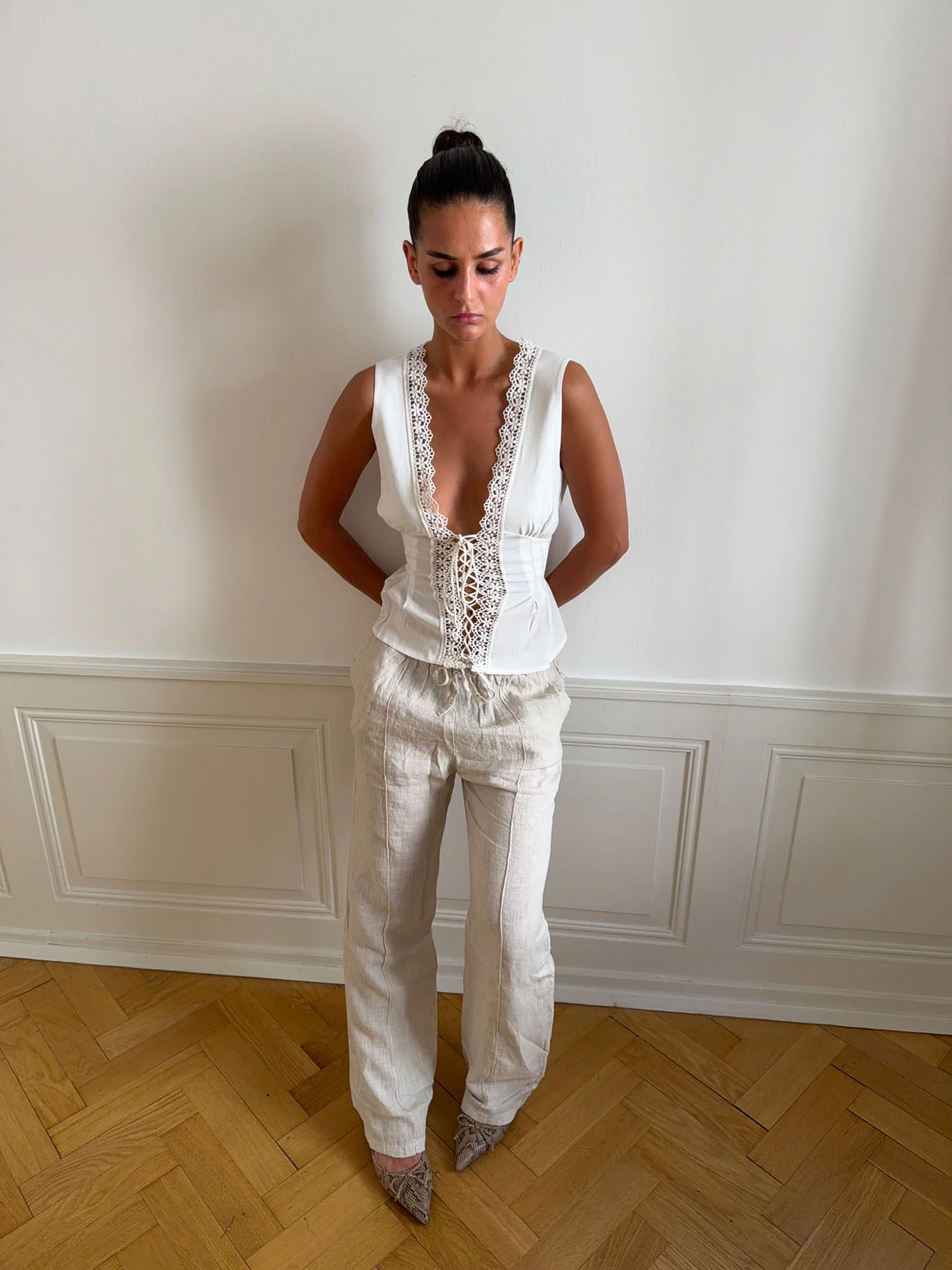 Signe hørbukser - beige - Image 12