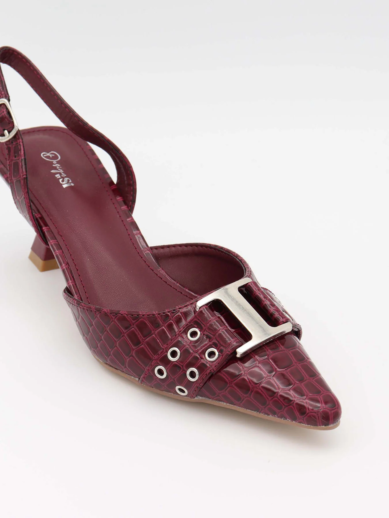 Nida slingback stiletter med spænde - Vinrød - Image 7
