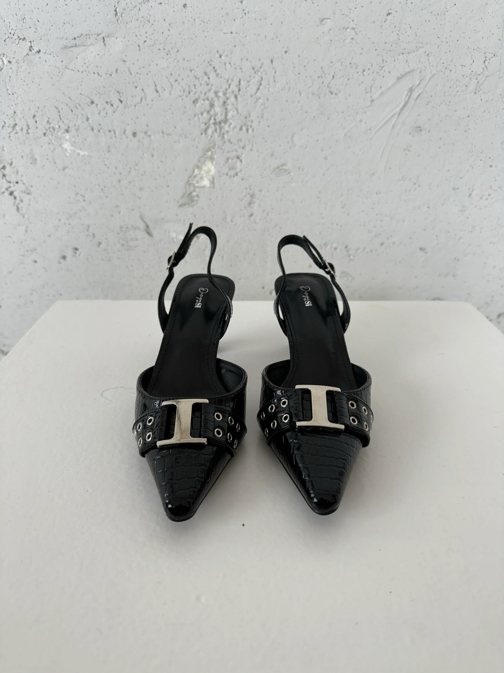 Nida slingback stiletter med spænde - Sort - Image 6