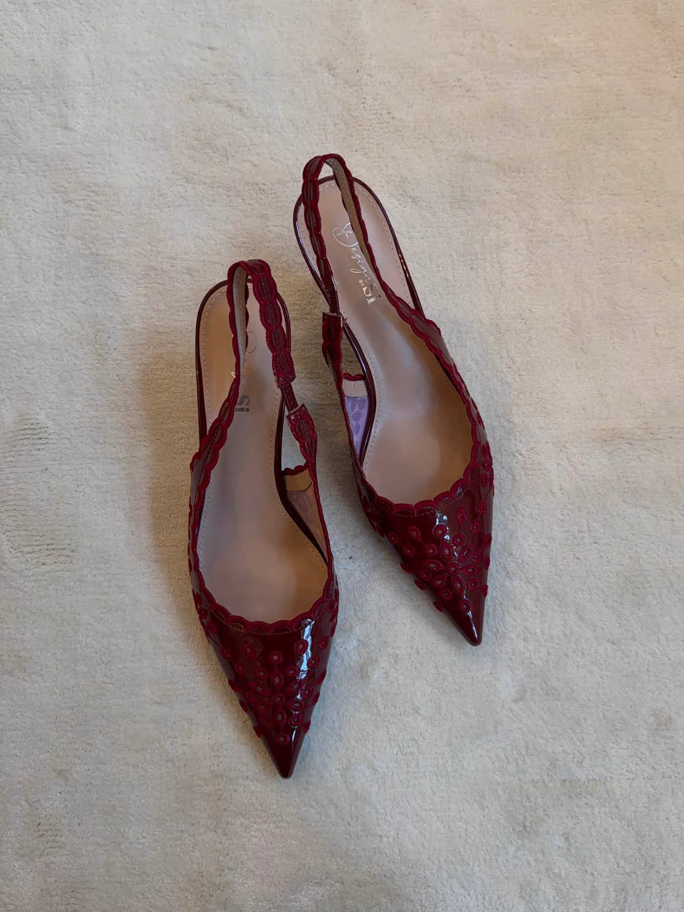 Ydun slingback hæle med detaljer - Rød - Image 7